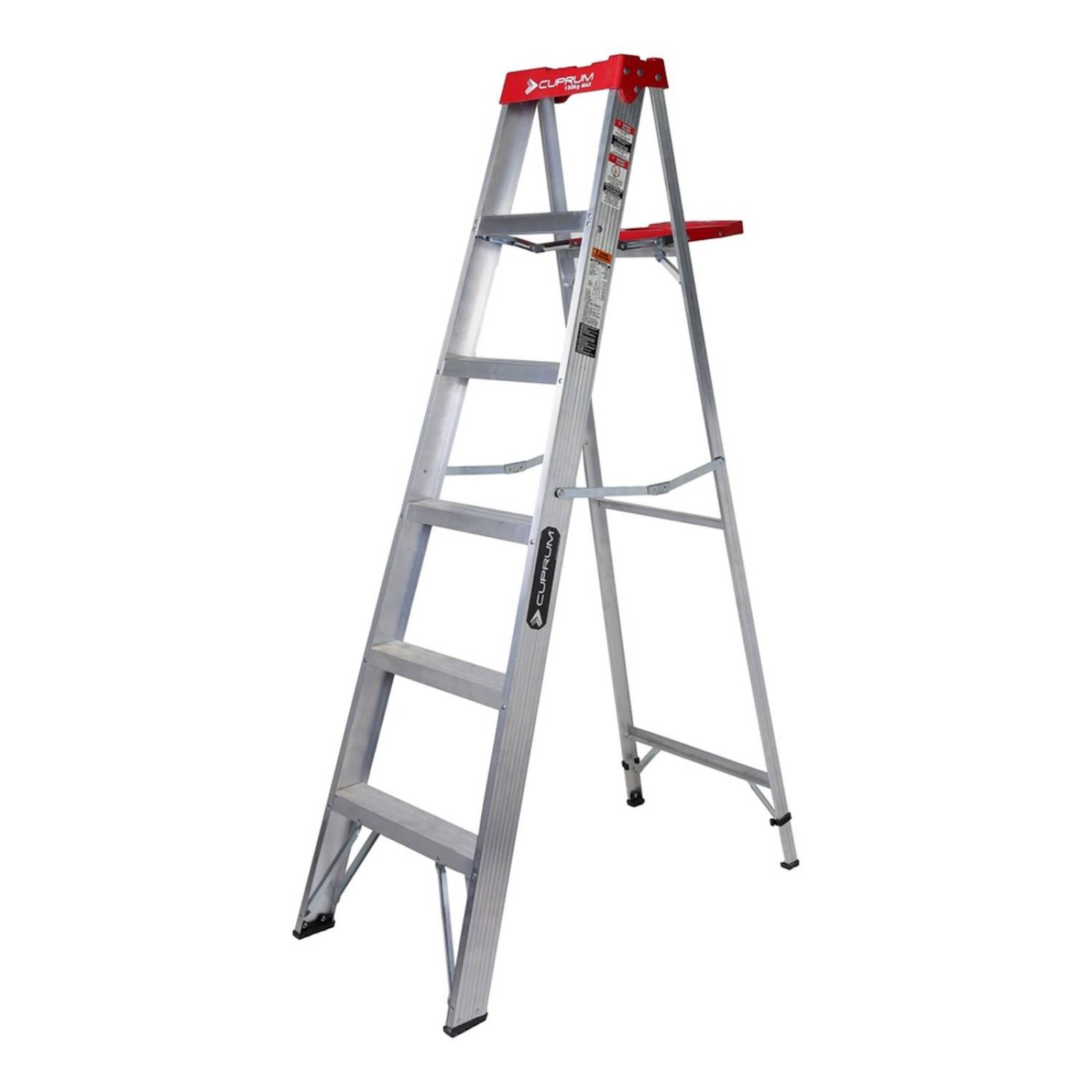 Escalera tijera aluminio t-iii 6 pies de 5 escalones