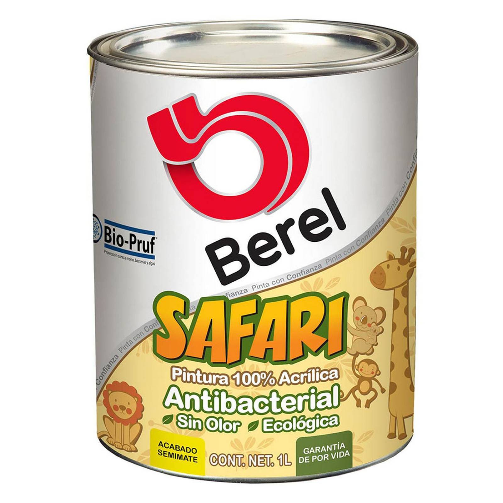 Pintura acrílica antibacterial para interior berel safari de 1 litro 