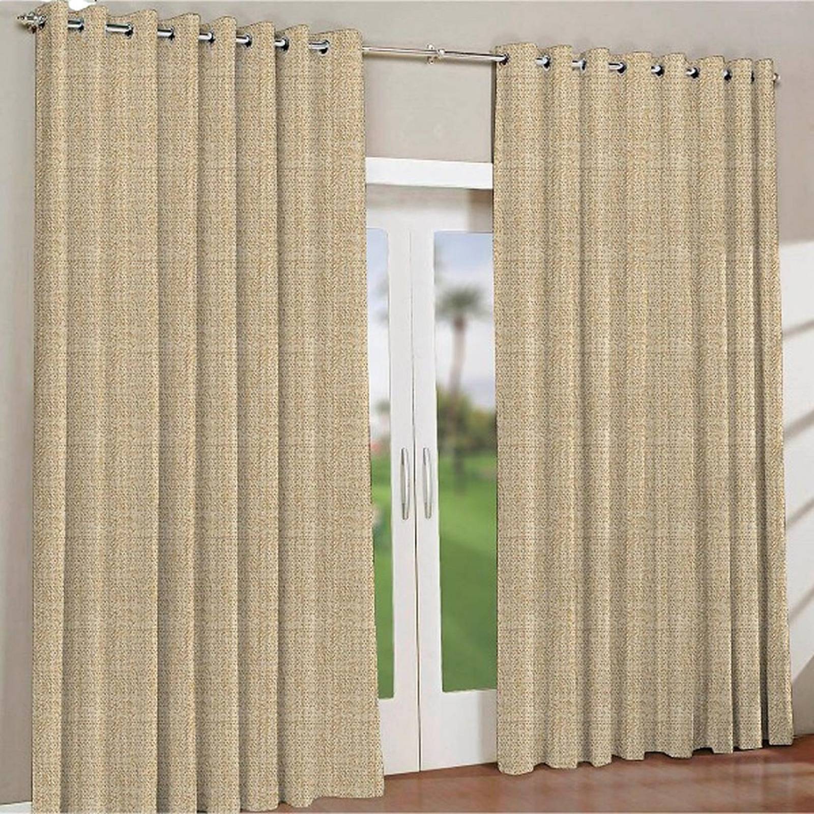 Cortina de lino beige 134 x 213 cm 
