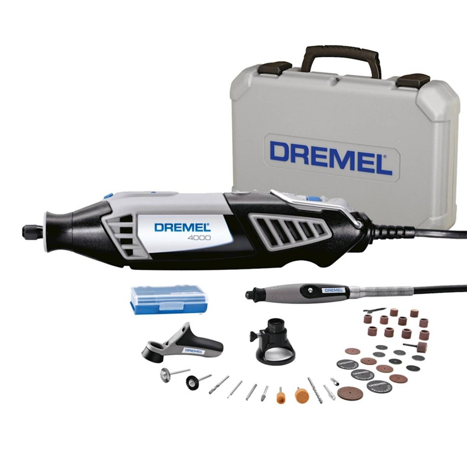 Dremel 4000 mototool con 3 aditamentos y 36 accesorios más maletín 