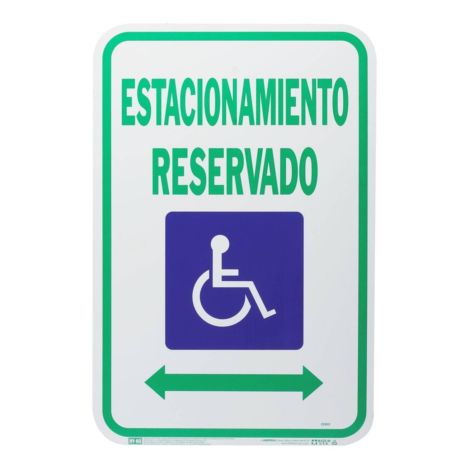 Letrero de aluminio para pared estacionamiento reservado" 30.50 x 45.75 cm 