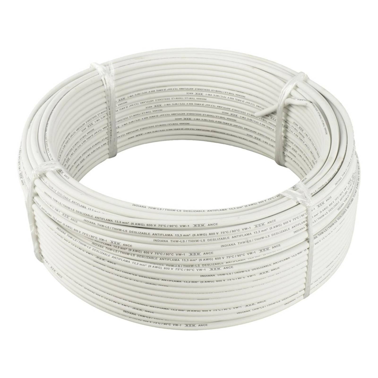 Cable thw-ls/thhw-ls calibre 6 blanco 100 m indiana