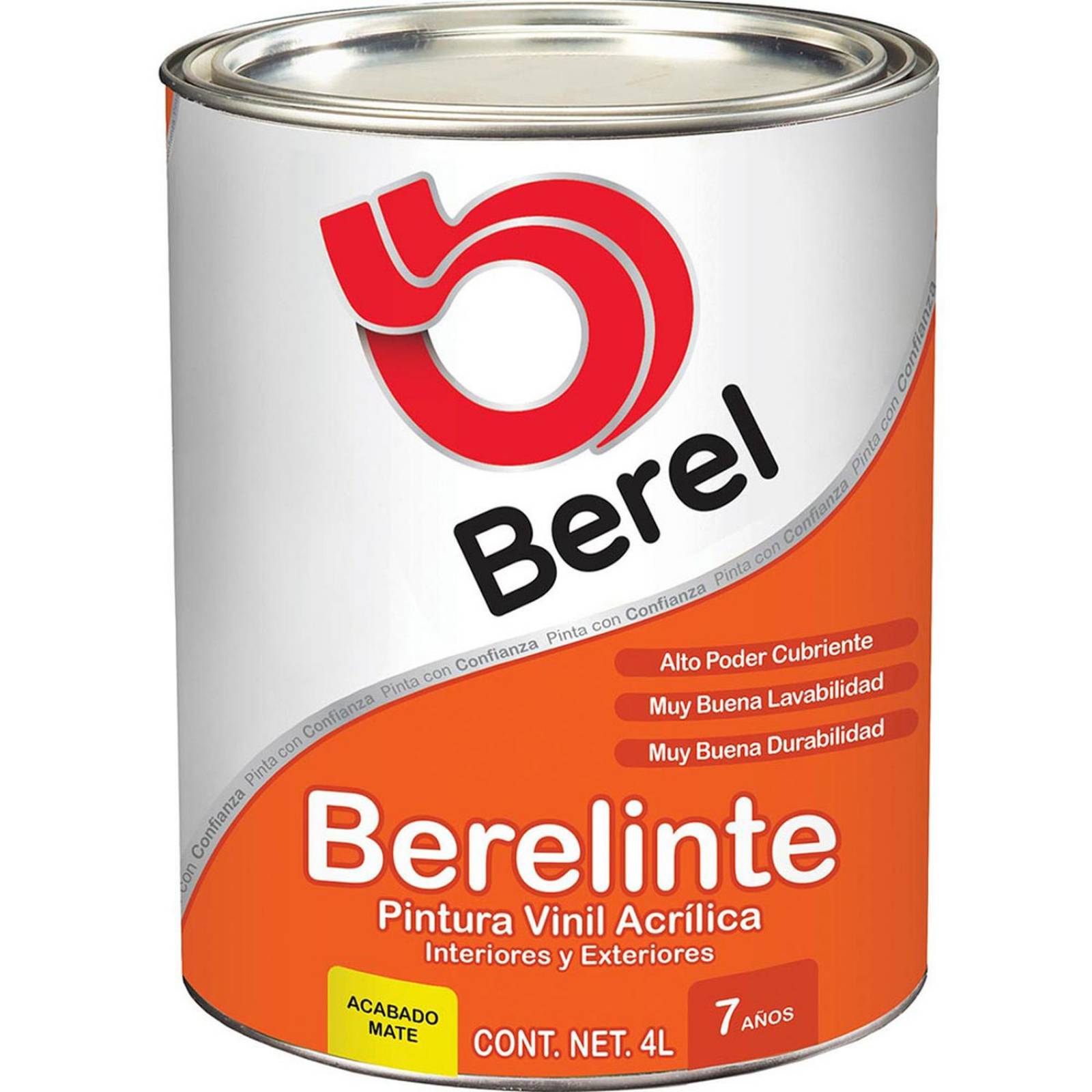 Pintura vinil acrílica para interior y exterior berel berelinte 7 de 4 litros mate 
