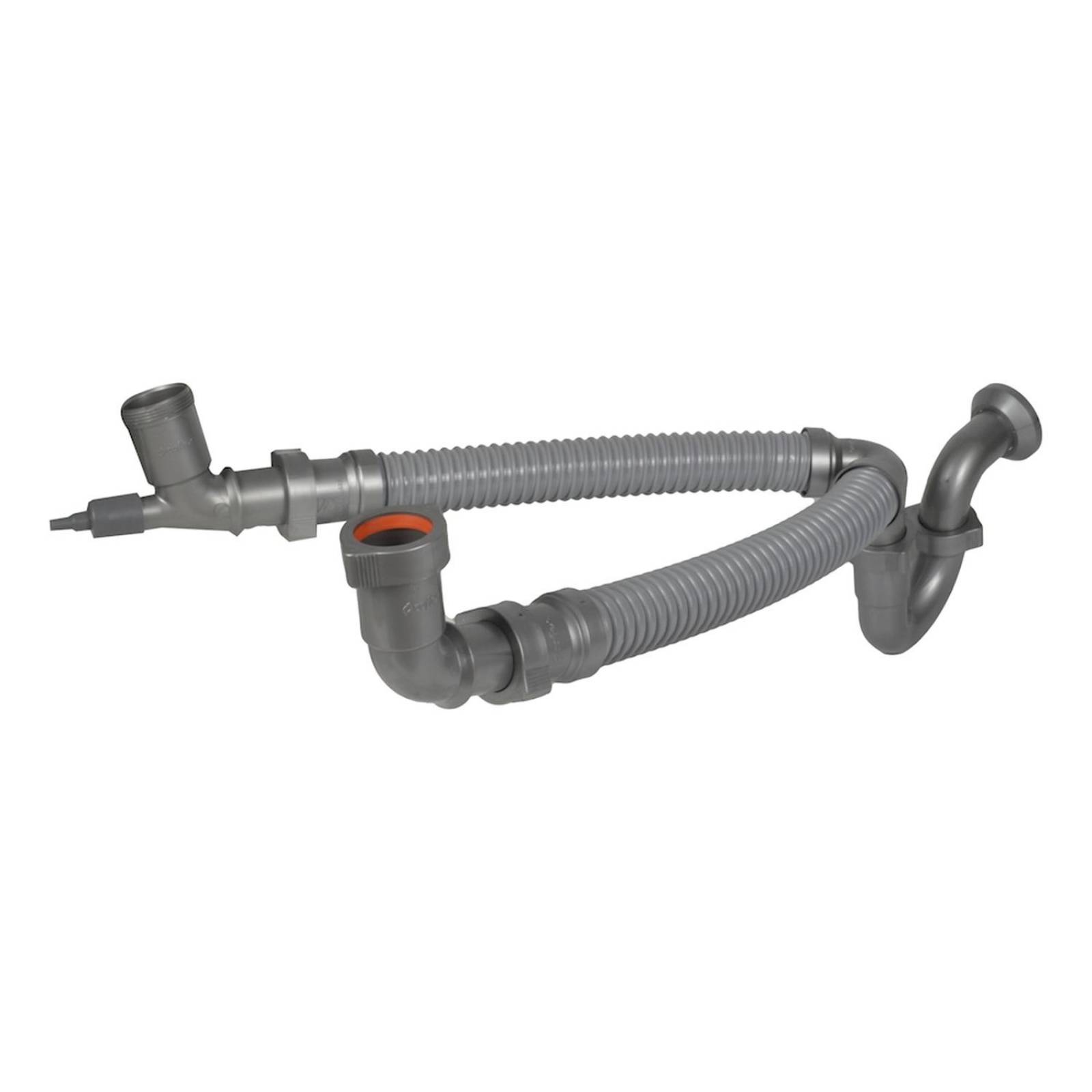 Trampa flexible para fregadero de polipropileno 2 tarjas gris 