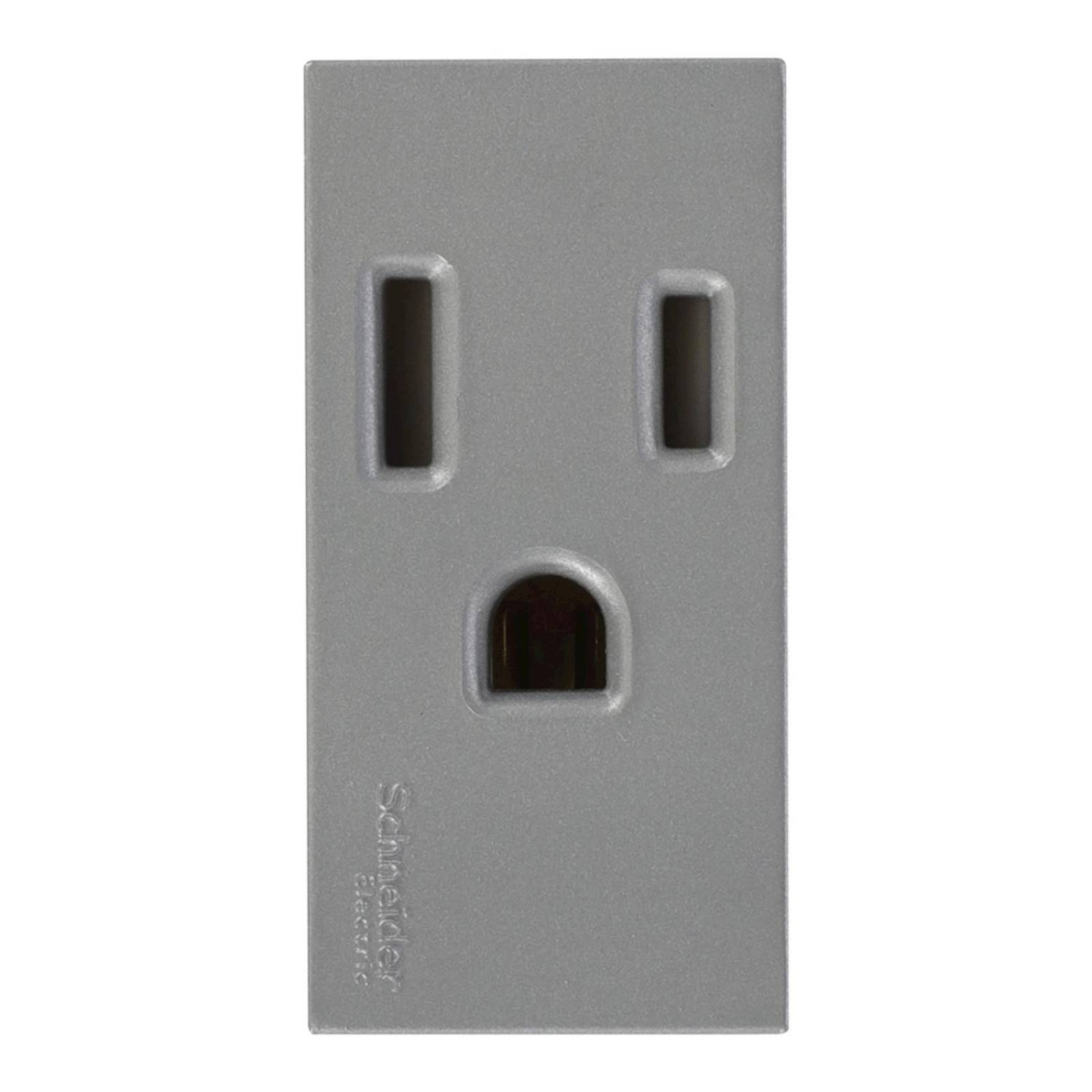 Tomacorriente sencillo 2p+t plata schneider electric 