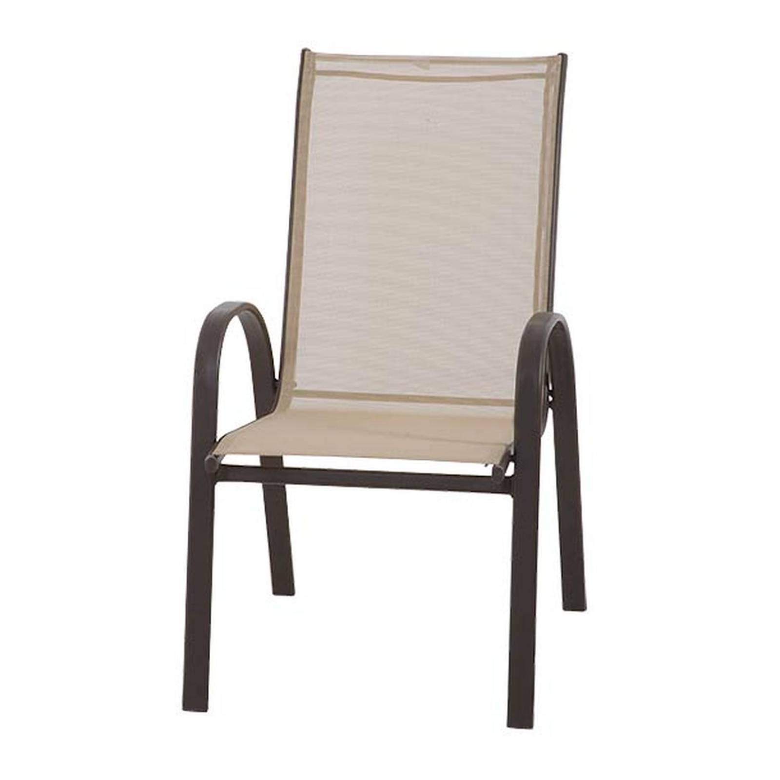 Silla fija apilable beige tela eslinga estructura de acero 