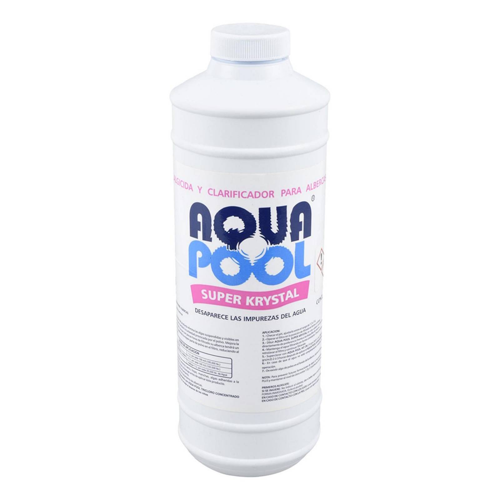 Algicida y clarificador para albercas super krystal 960 ml aqua pool