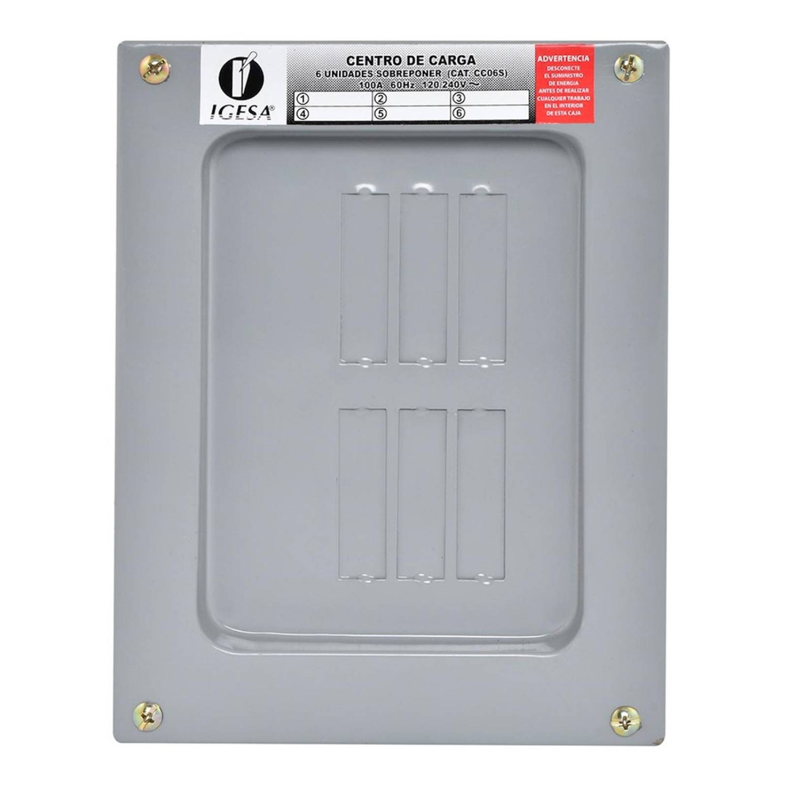 Centro de carga de 6 unidades 100 amperes igesa