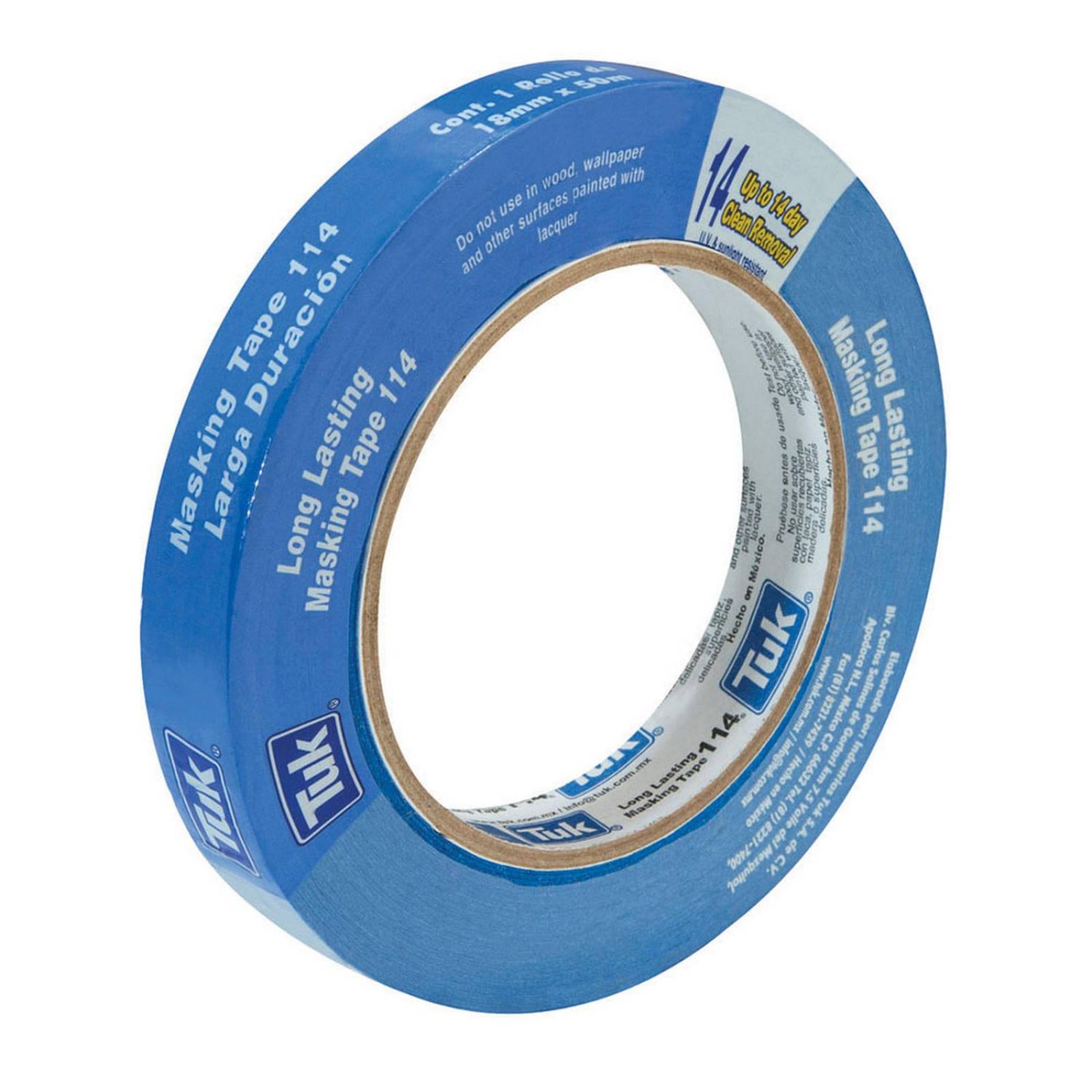 Cinta masking larga duración de 18 mm x 50 m azul tuk 