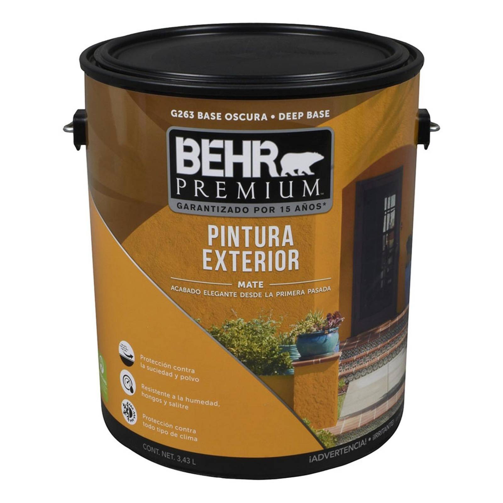 Pintura base oscura exterior behr premium 3.43 l mate 