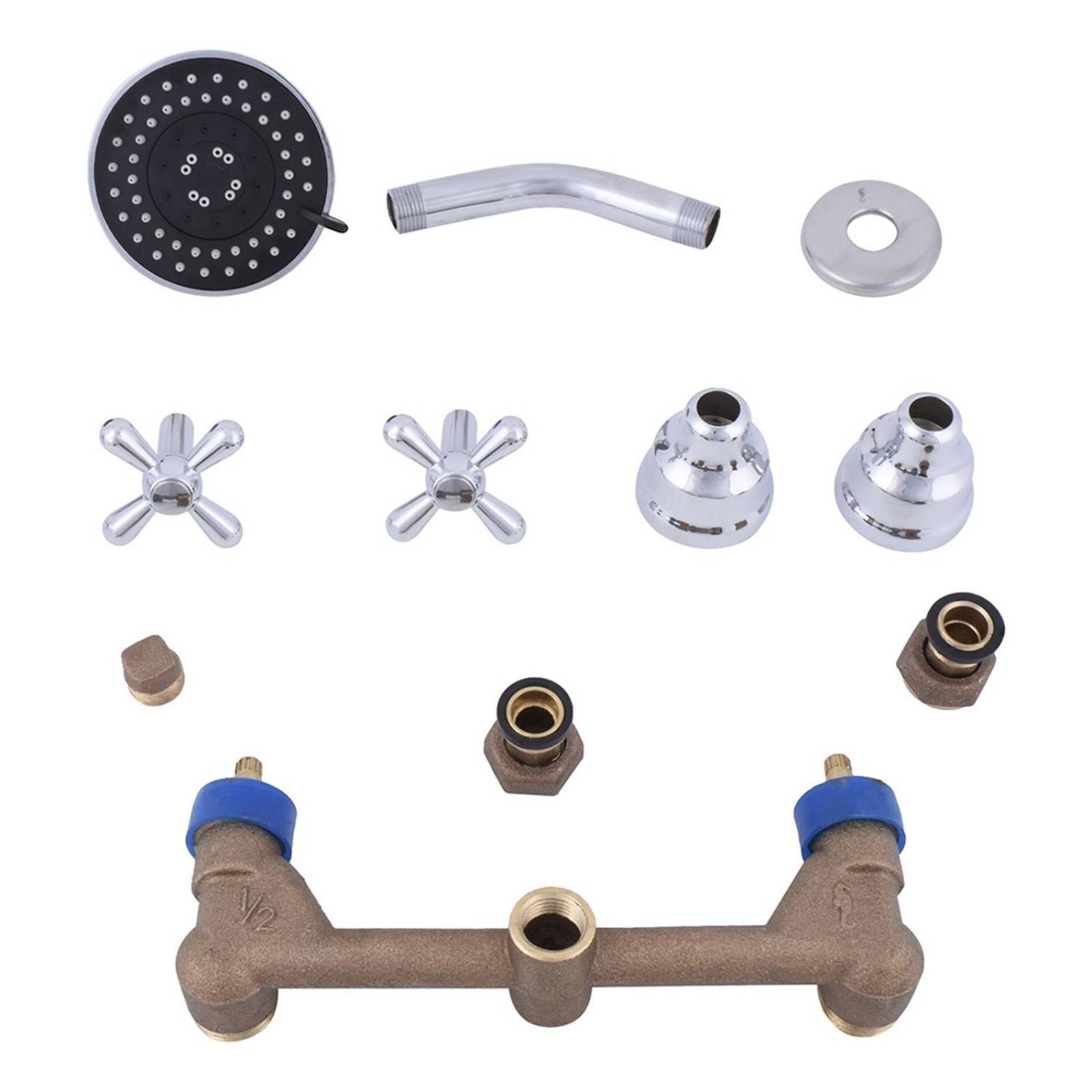 Kit mezcladora de empotrar y regadera plata rugo 