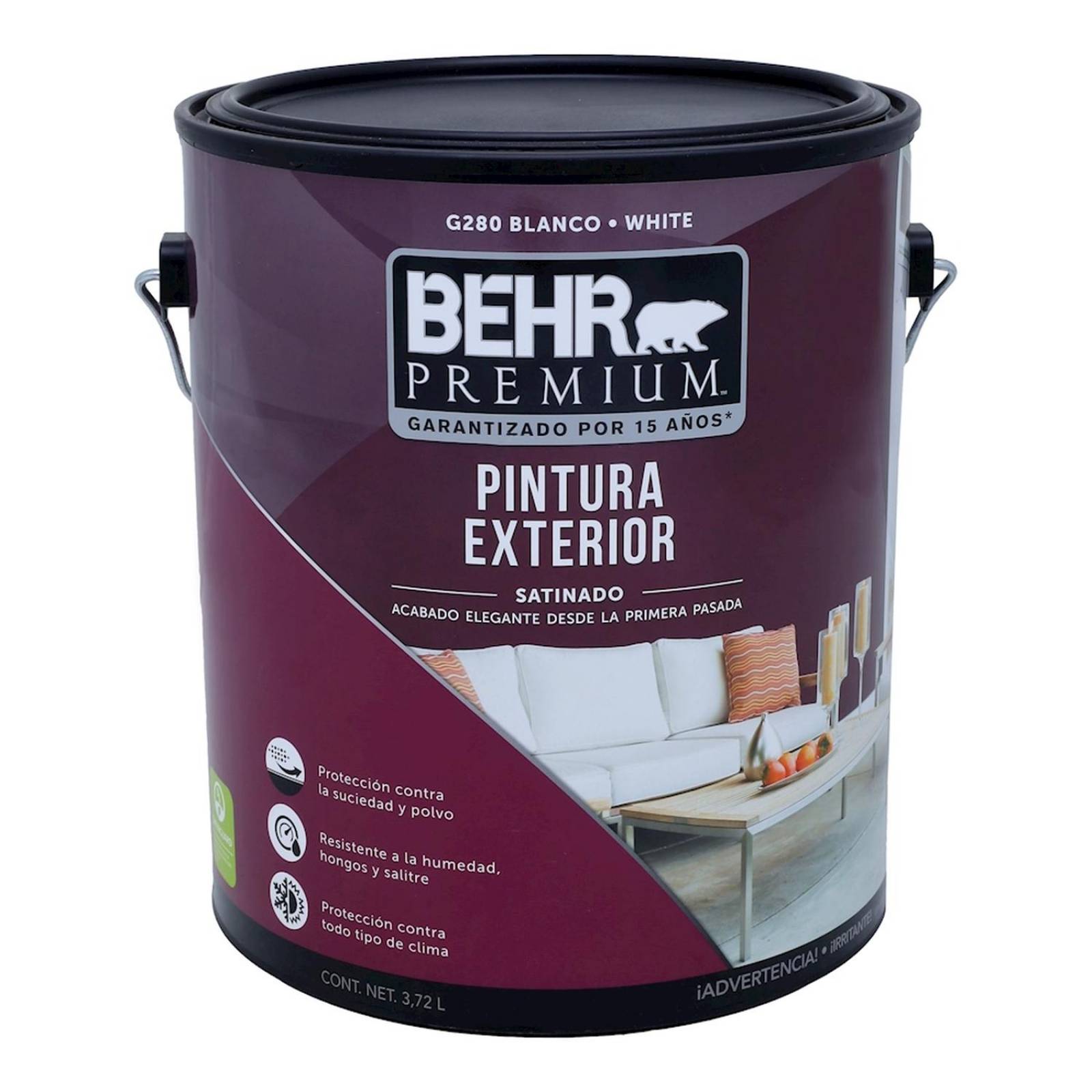 Pintura acrílica exterior satinada blanca 1 g