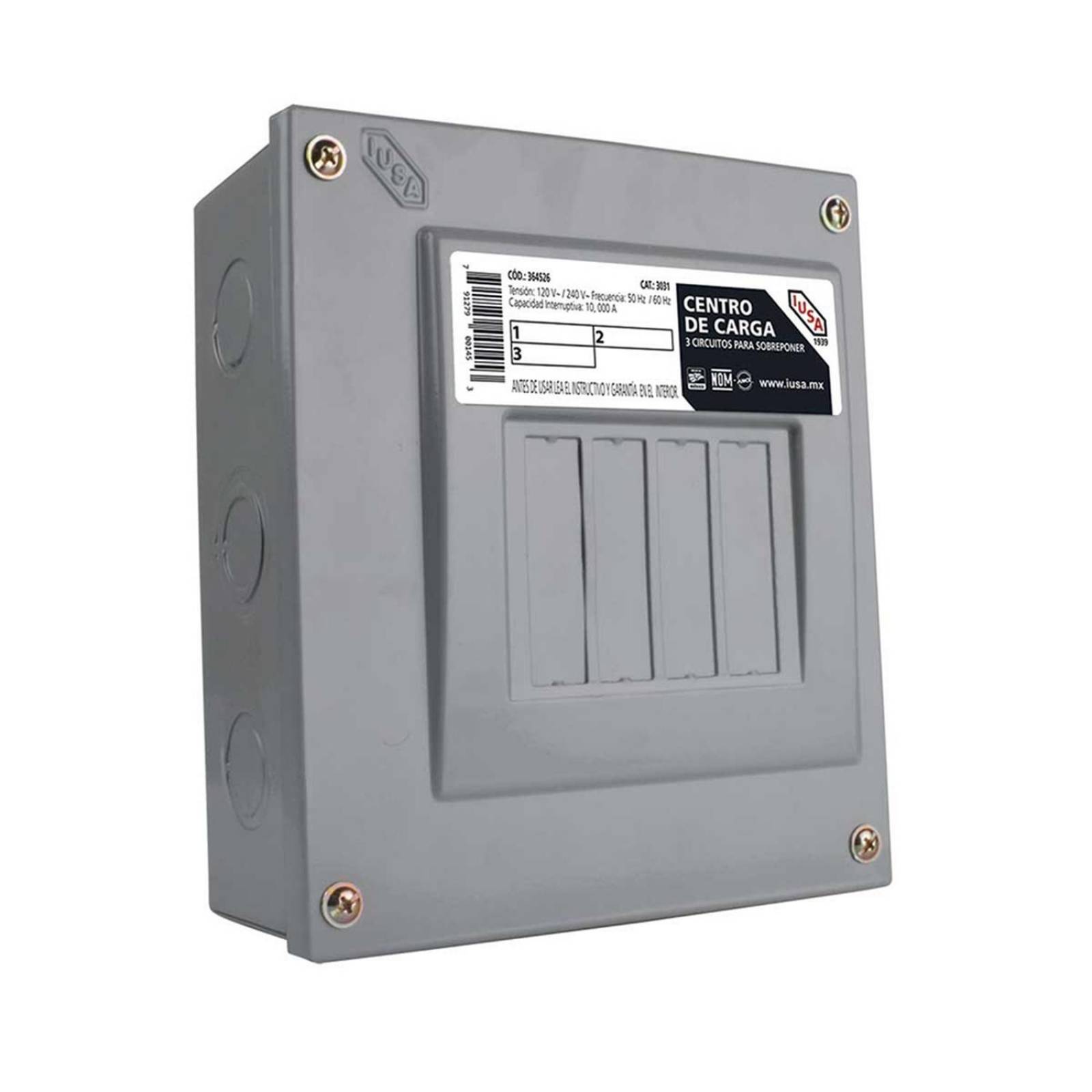 Centro de carga de 4 circuitos para sobreponer 