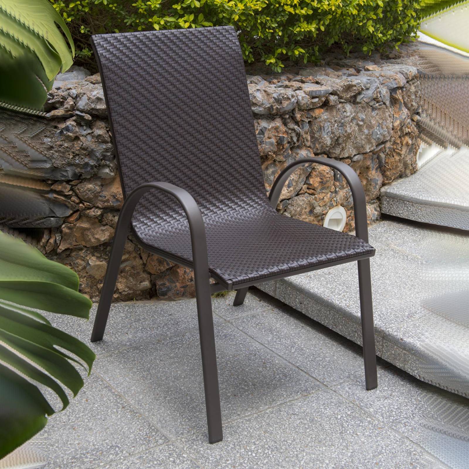 Silla con ratan café