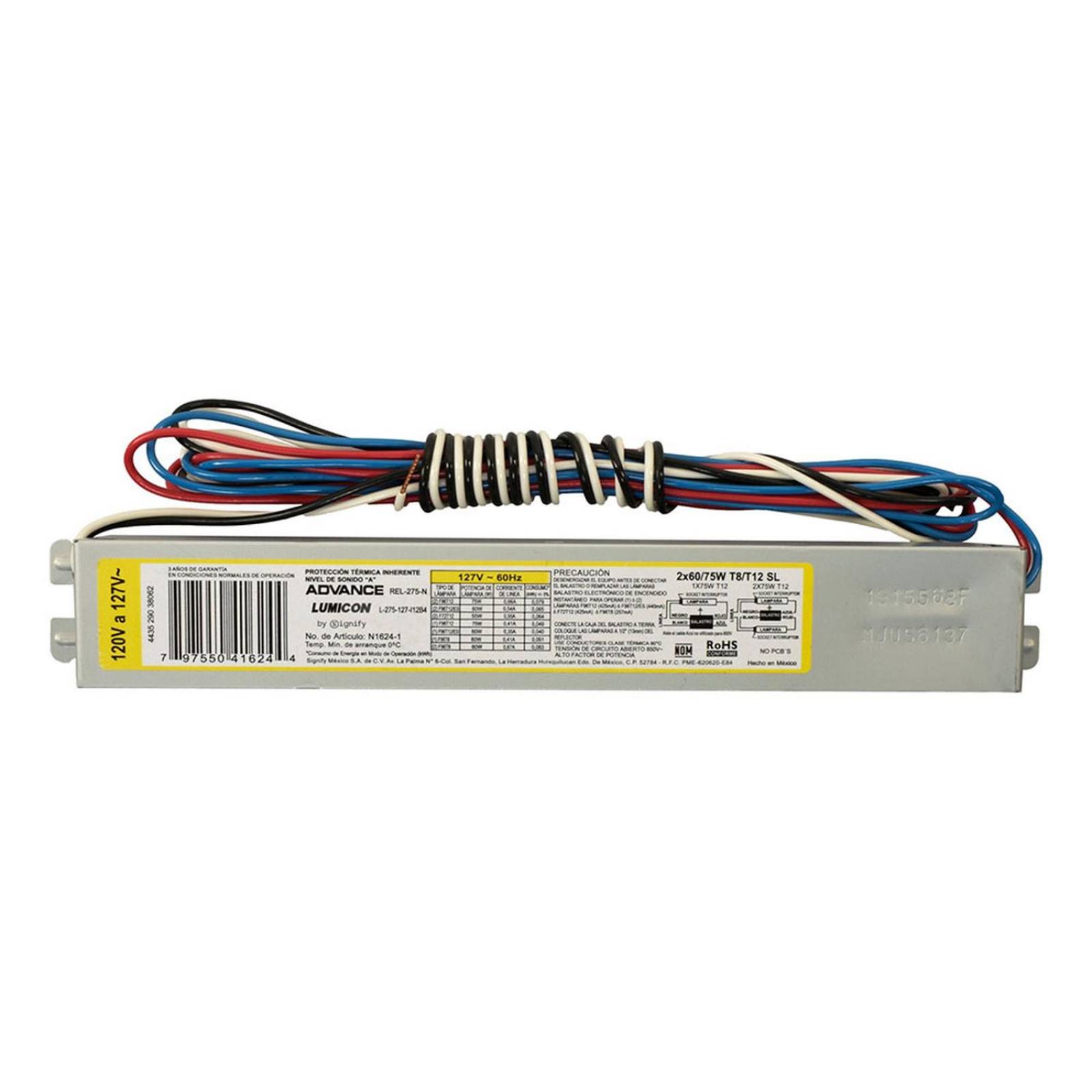 Balastro eléctrico para lámparas gris philips 