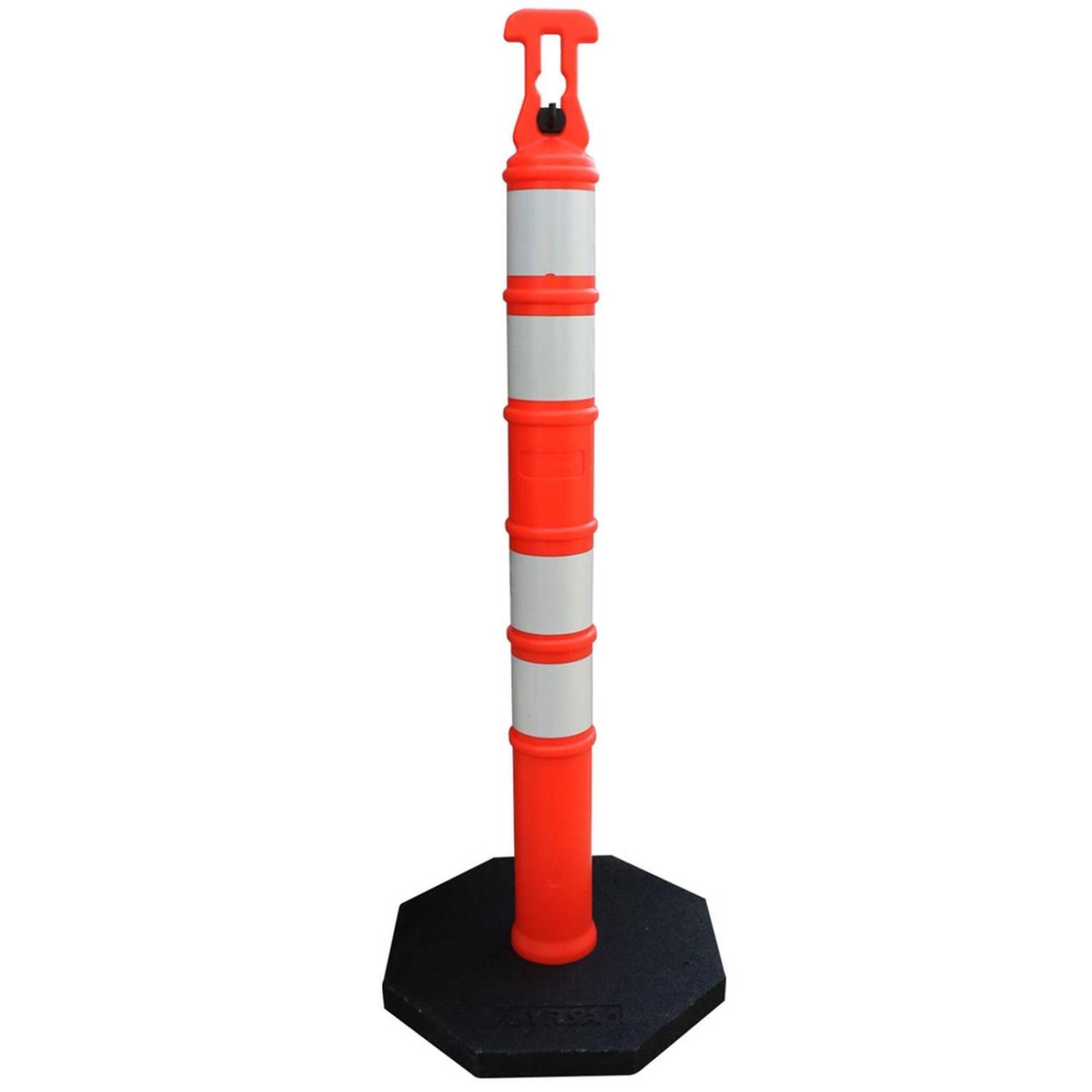 Poste anaranjado de 1.2 m para control vial con 4 reflejantes.