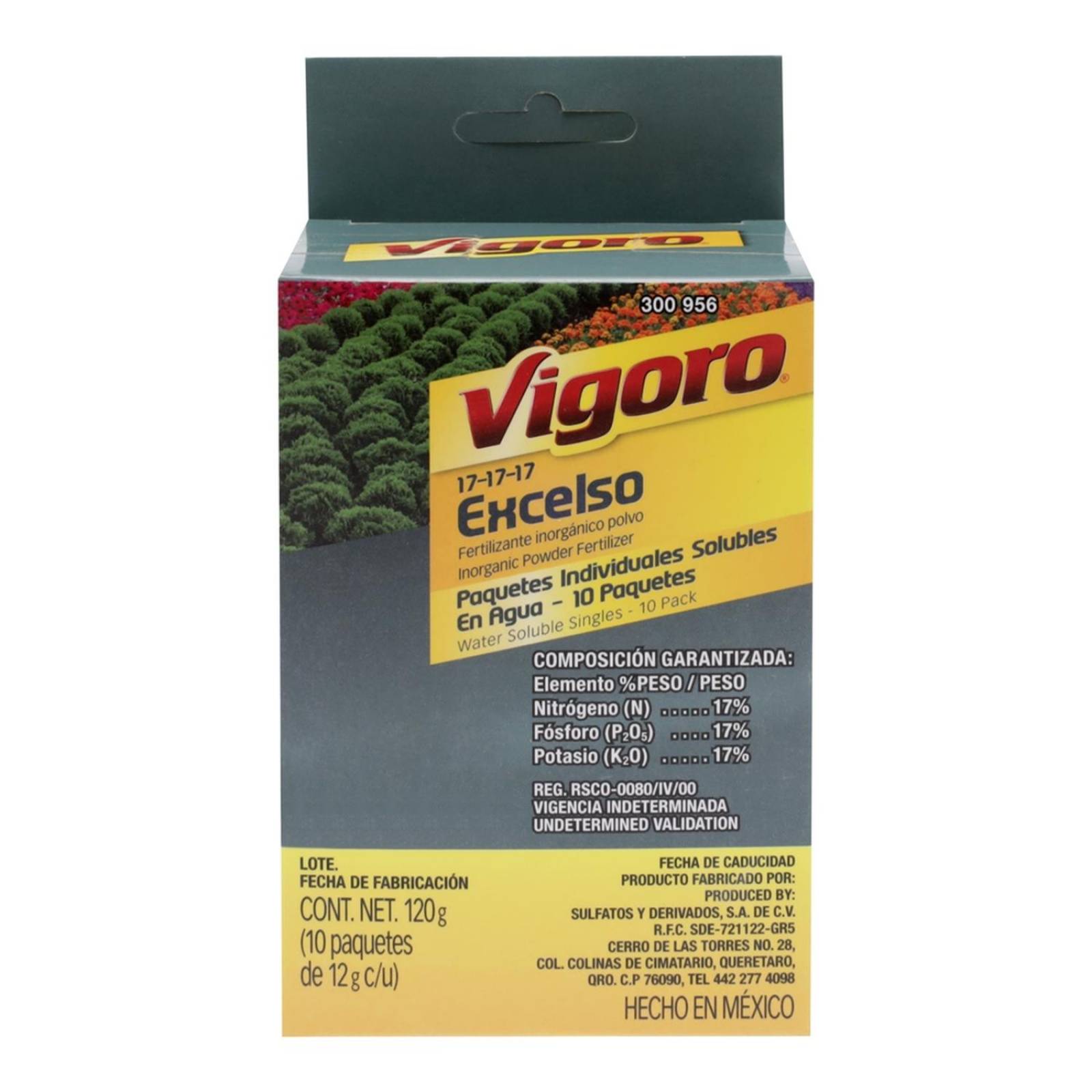 Fertilizante inorgánico soluble 120 gr café vigoro 10 piezas 
