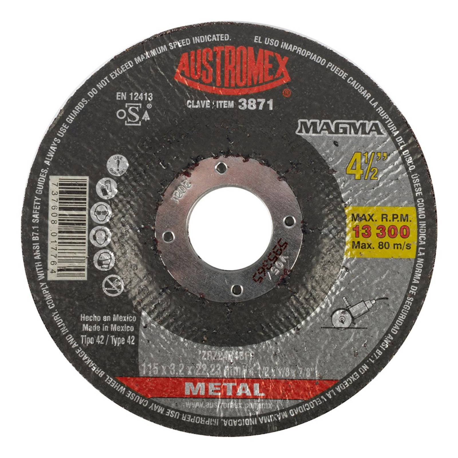 Disco abrasivo para metal de 4 1/2 pulgadas 