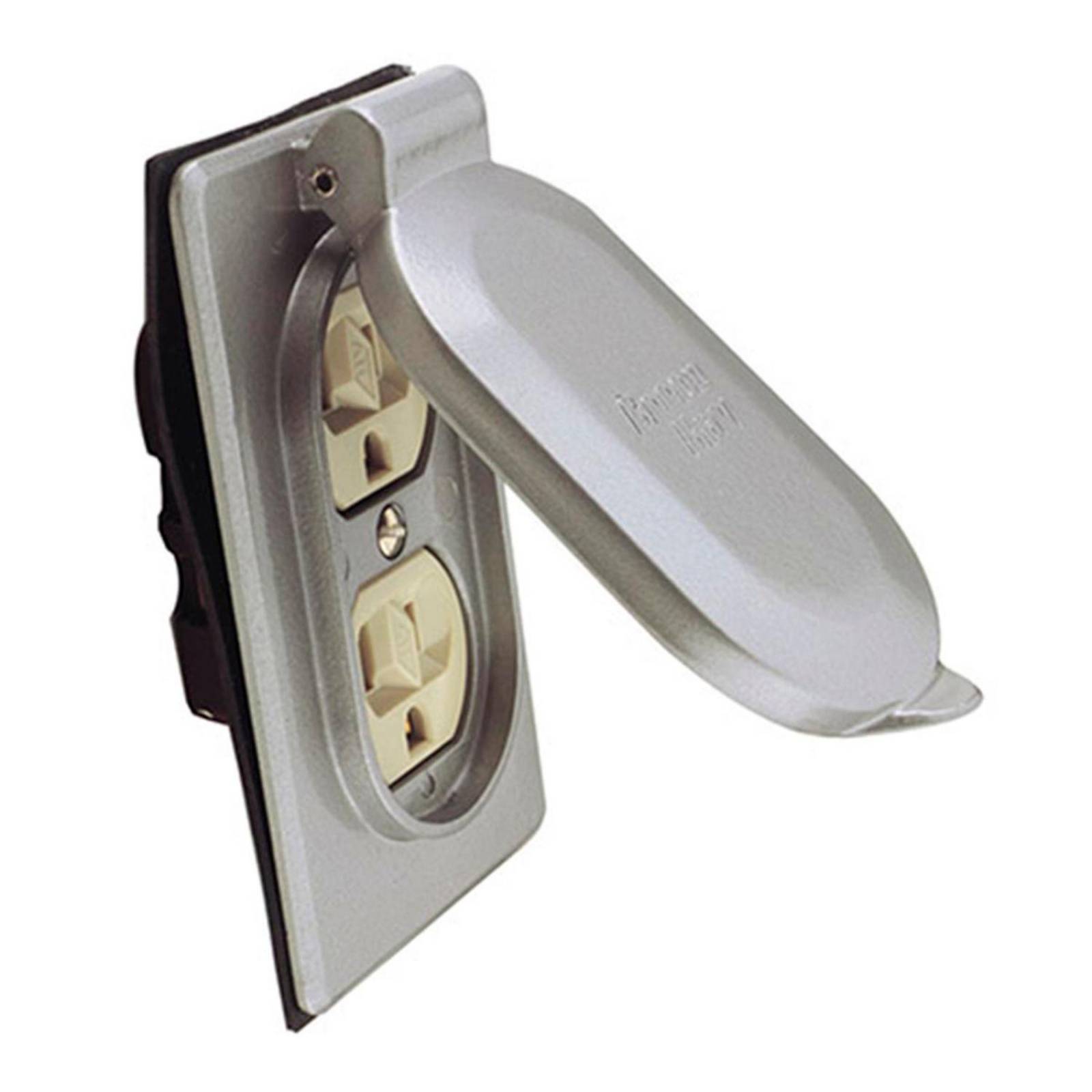 Receptáculo dúplex con palanca y tapa gris 