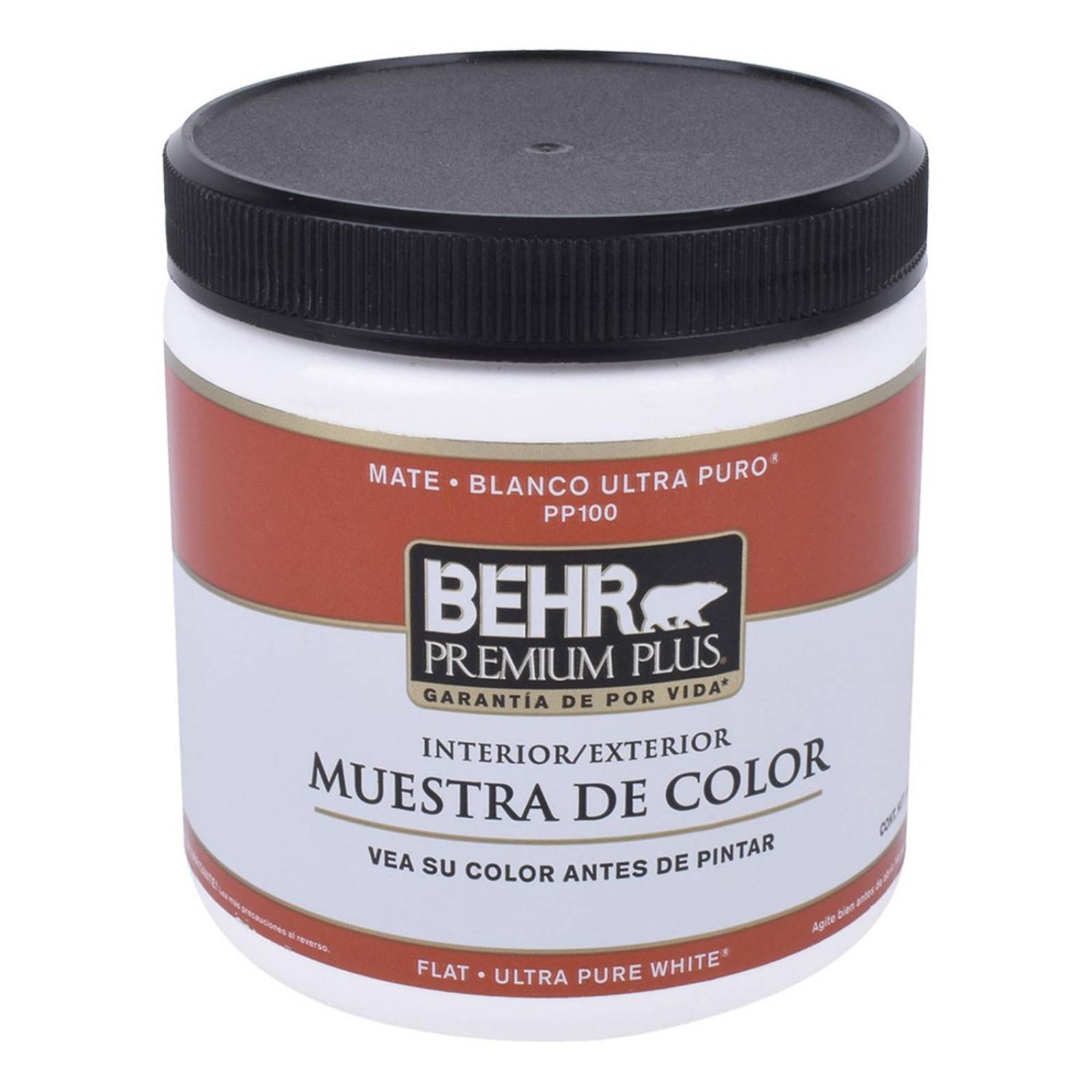 Muestra de pintura 100% acrílica interior y exterior behr premium plus de 237 mililitros 