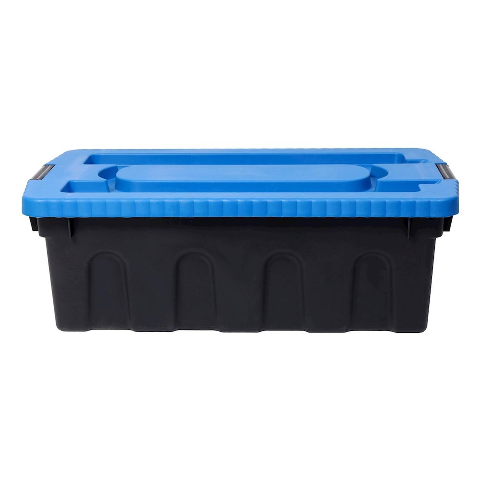 Caja de plástico de uso rudo 61 l con tapa y broches negra 