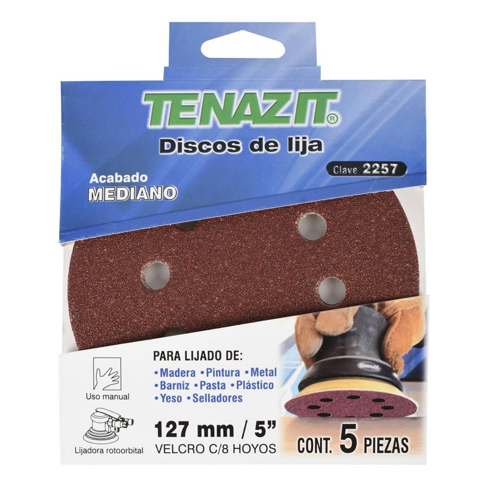 Disco de lija mediano velcro 5 pulgadas 5 piezas 