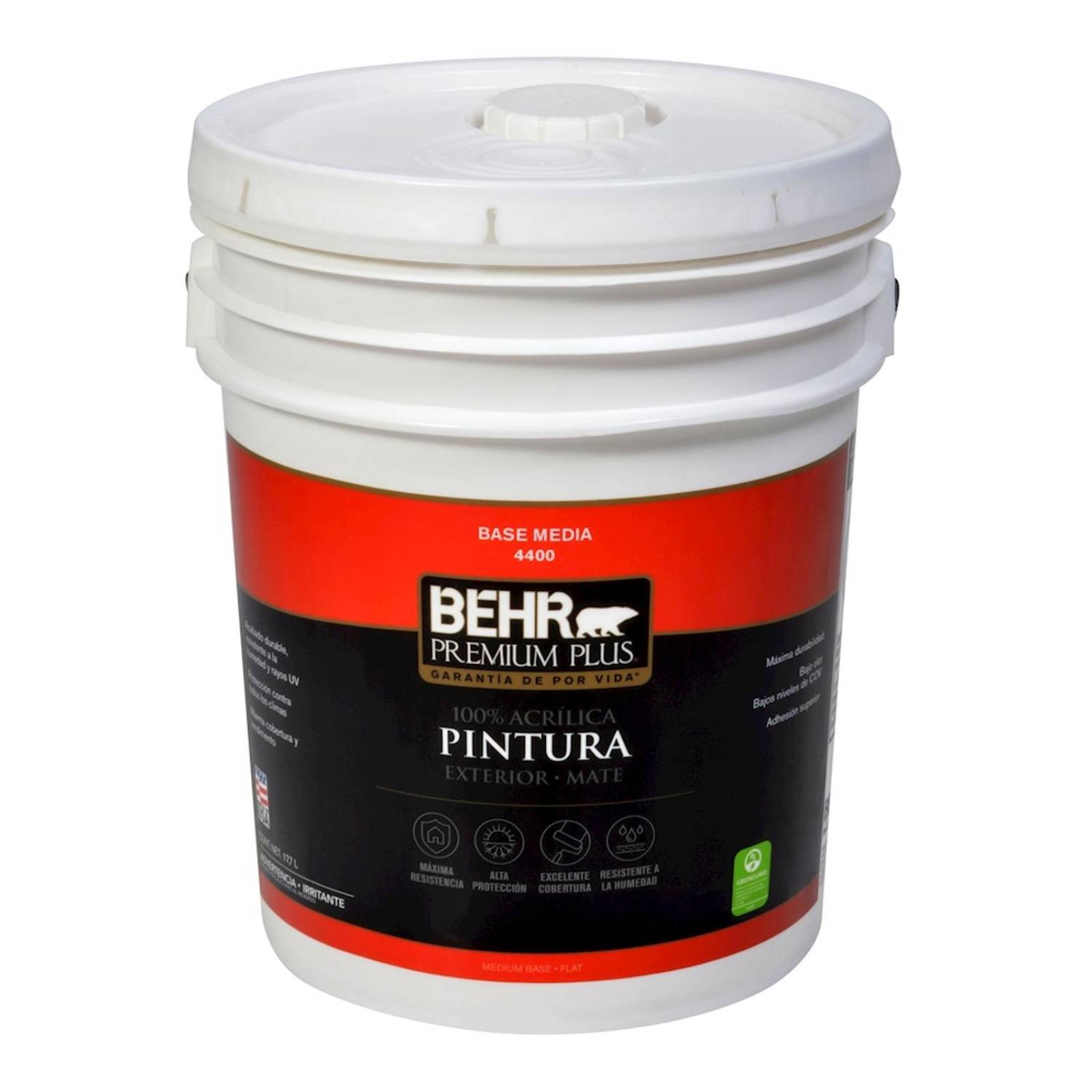 Pintura behr premium plus mate base media 17.7 l 