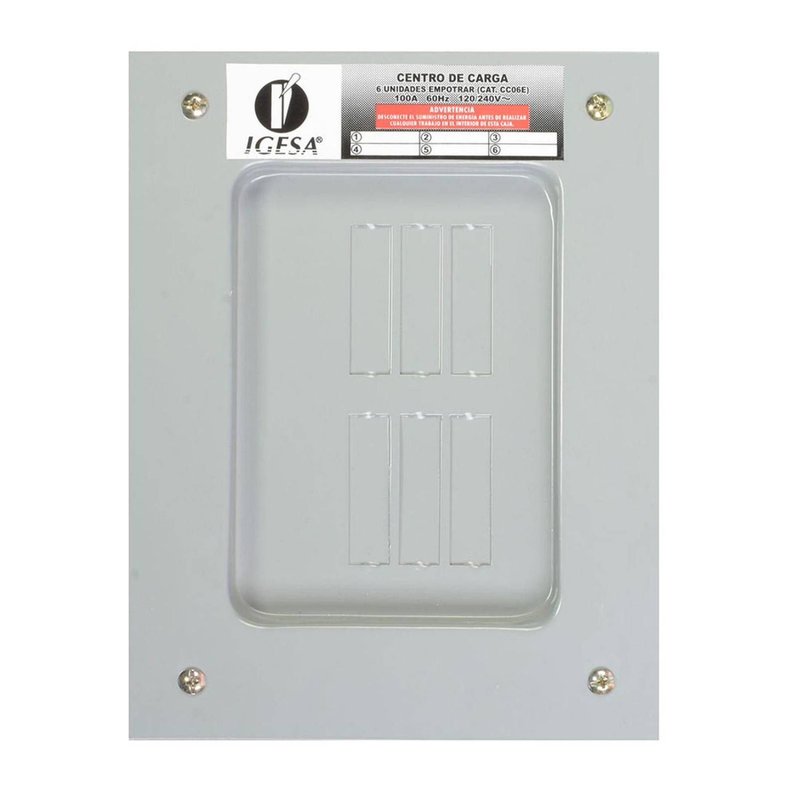 Centro de carga empotrable de 6 polos 100 a igesa 