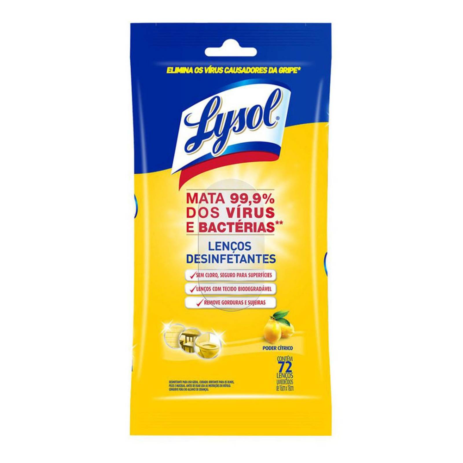 Lysol wipes flat pack citrico 72 piezas 