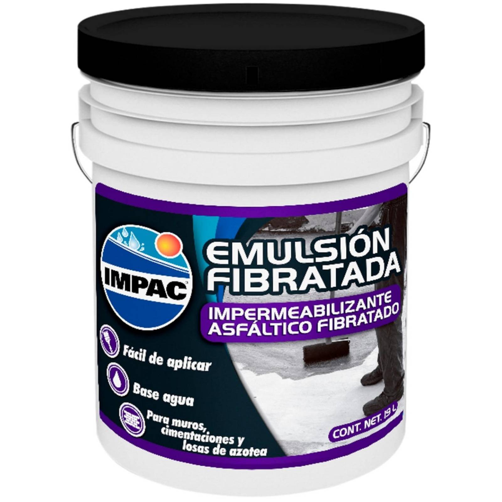Emulsión asfáltica impac emulsión fibratada negro 19 l 
