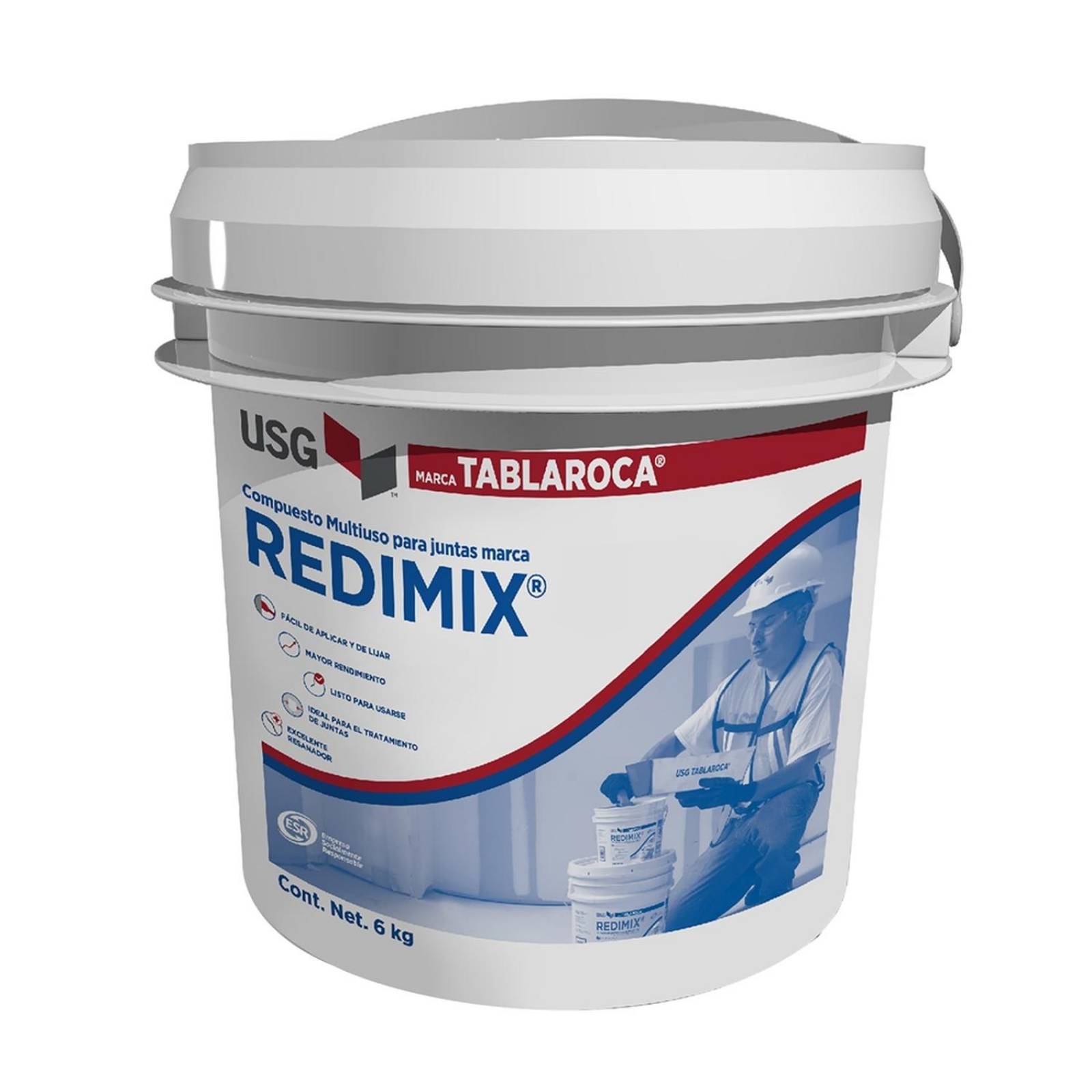 Compuesto multiuso para juntas marca redimix cubeta 6kg 