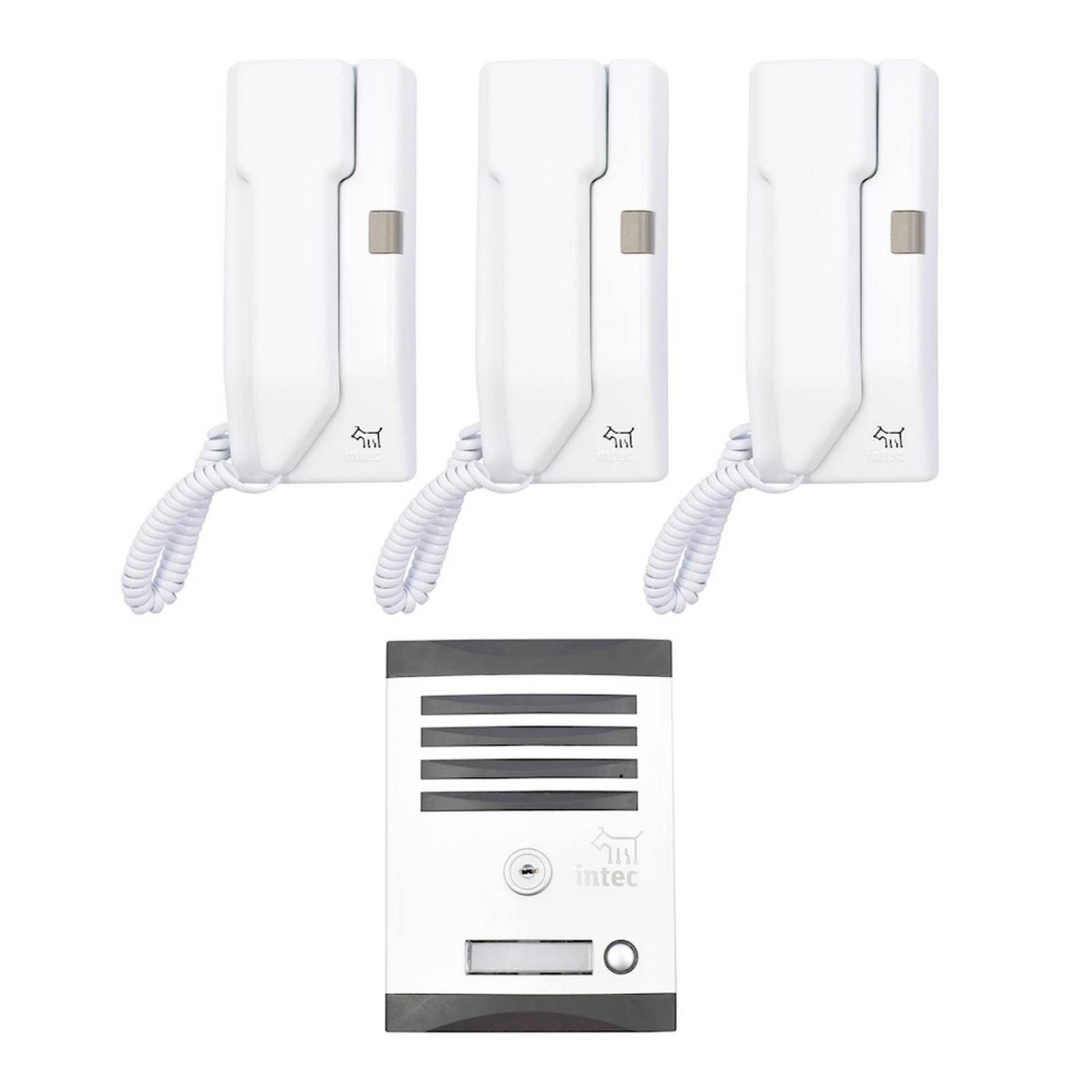 Kit de interfón con 3 teléfonos blanco 