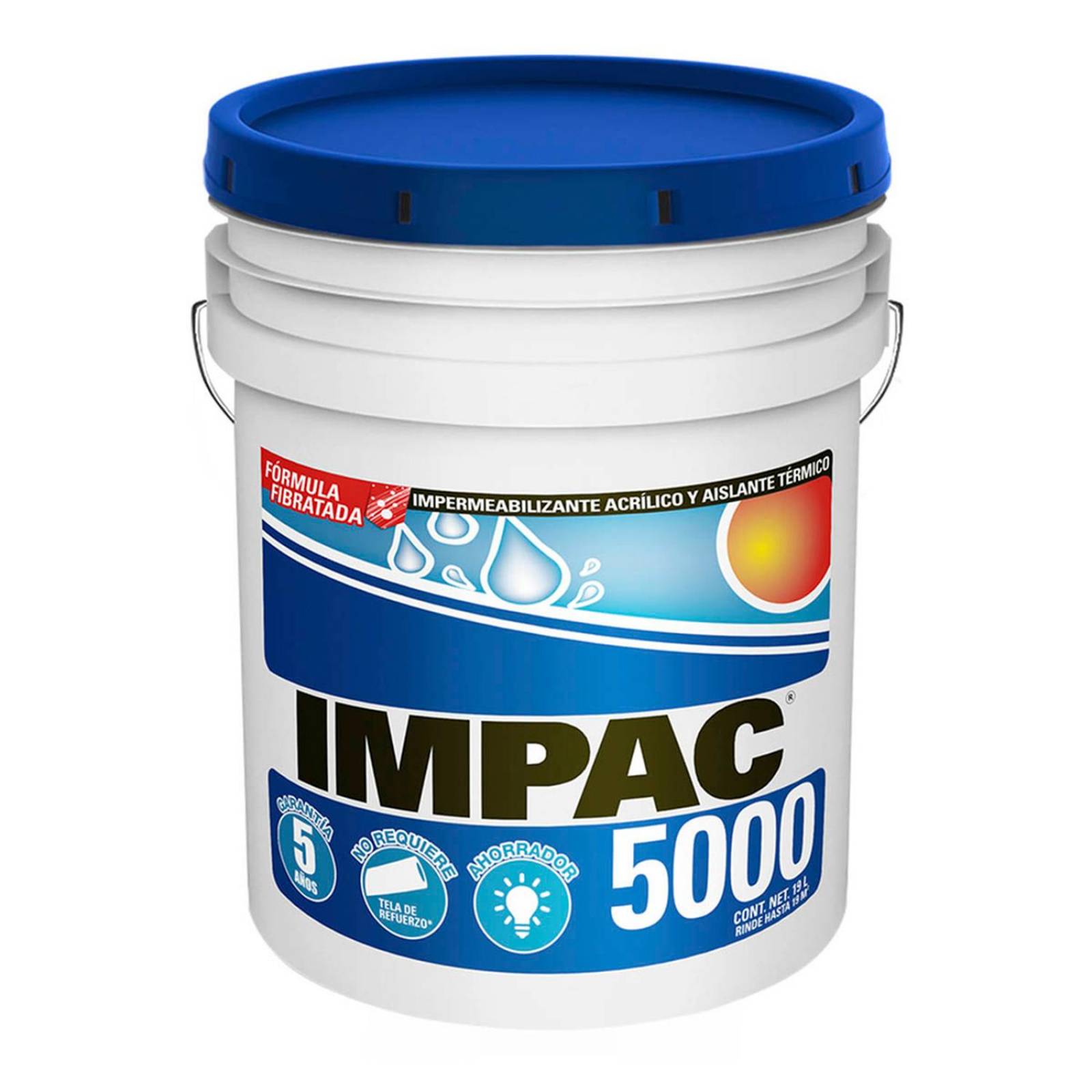 Impermeabilizante acrílico fibratado blanco 5 años impac 5000 19 l