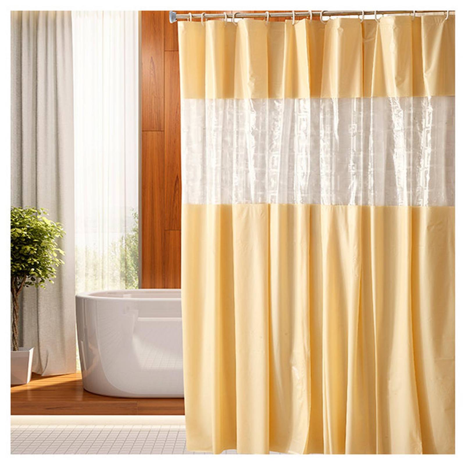 Cortina para baño franja transparente 