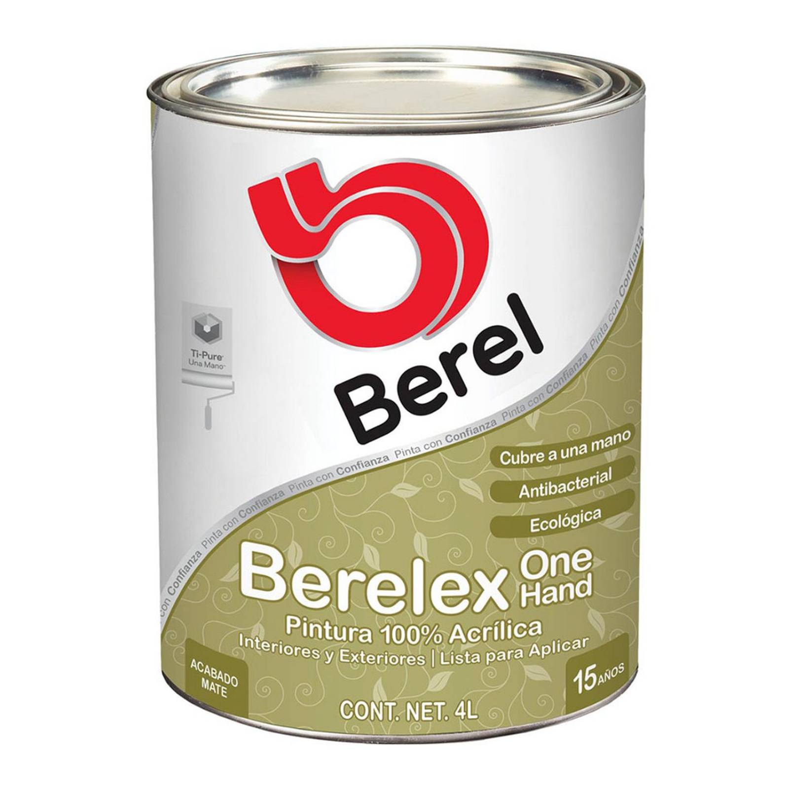 Pintura acrílica para interior/exterior berel one hand 4 l mate