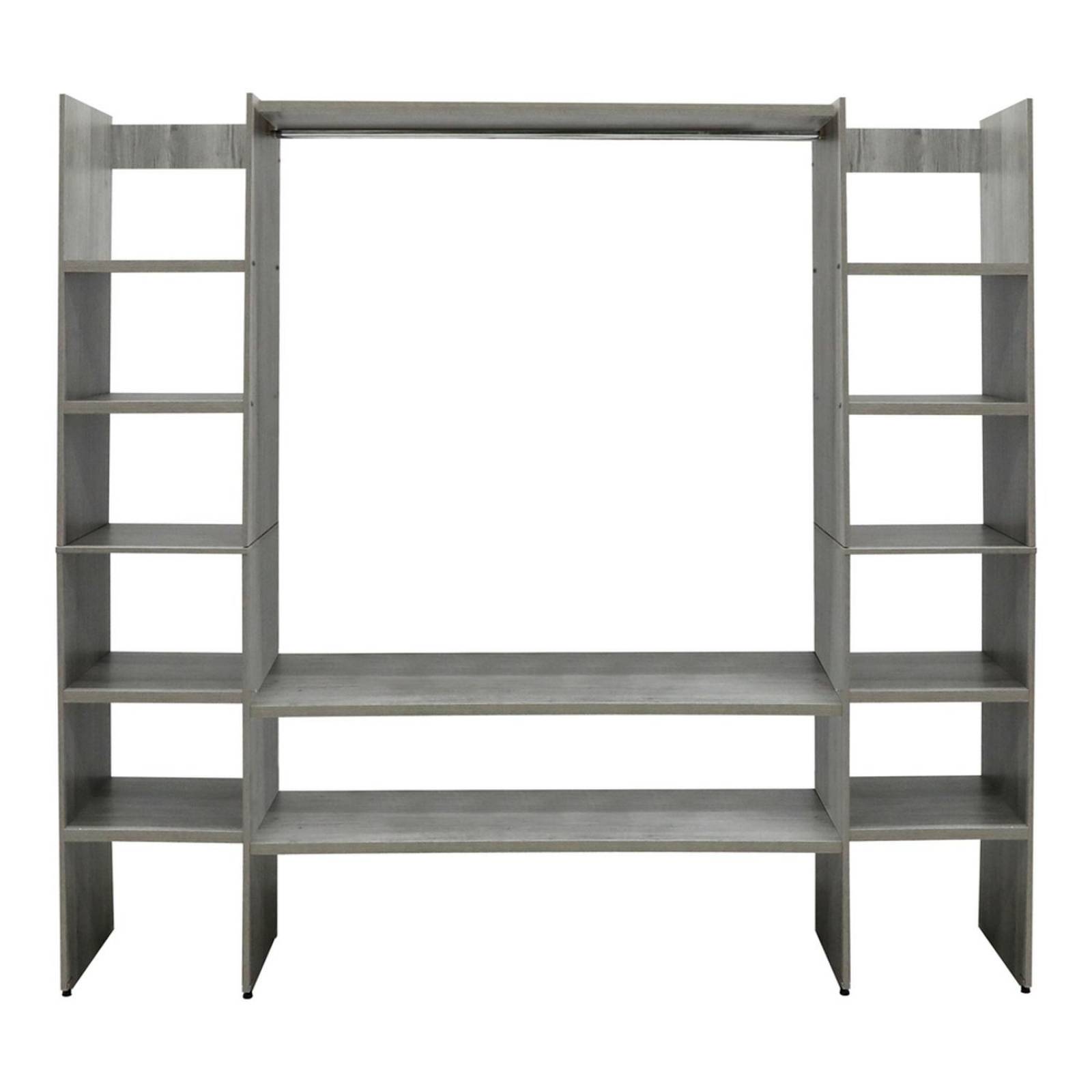 Closet 2 torres con 3 maleteros gris claro