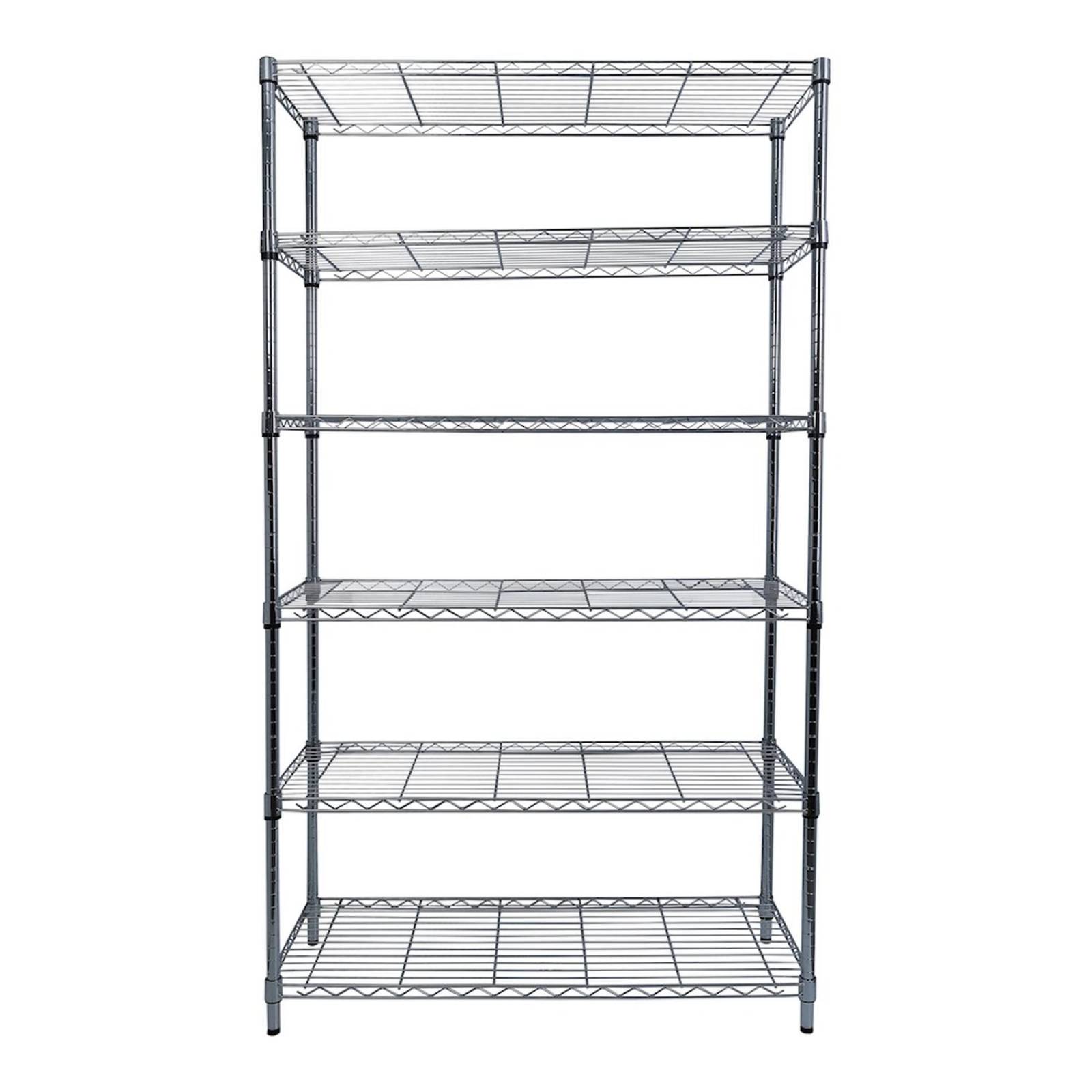 Estante de 6 niveles de metal 182 x 106 x 40.6 cm plata 