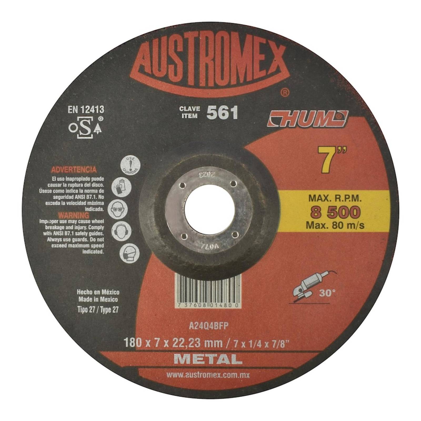 Disco de desbaste para metal 7 pulgadas