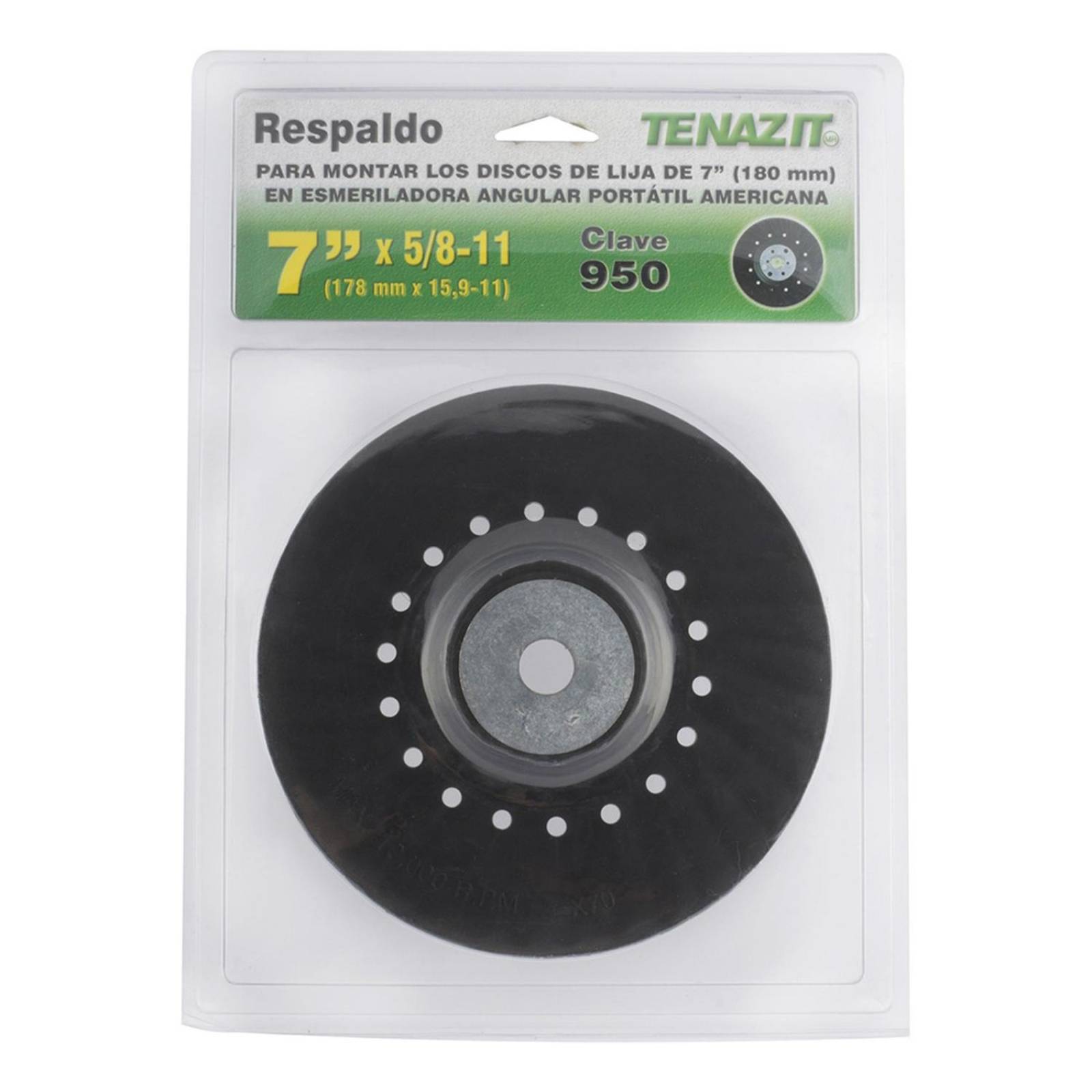 Respaldo para disco de lija de 7 pulgadas negro