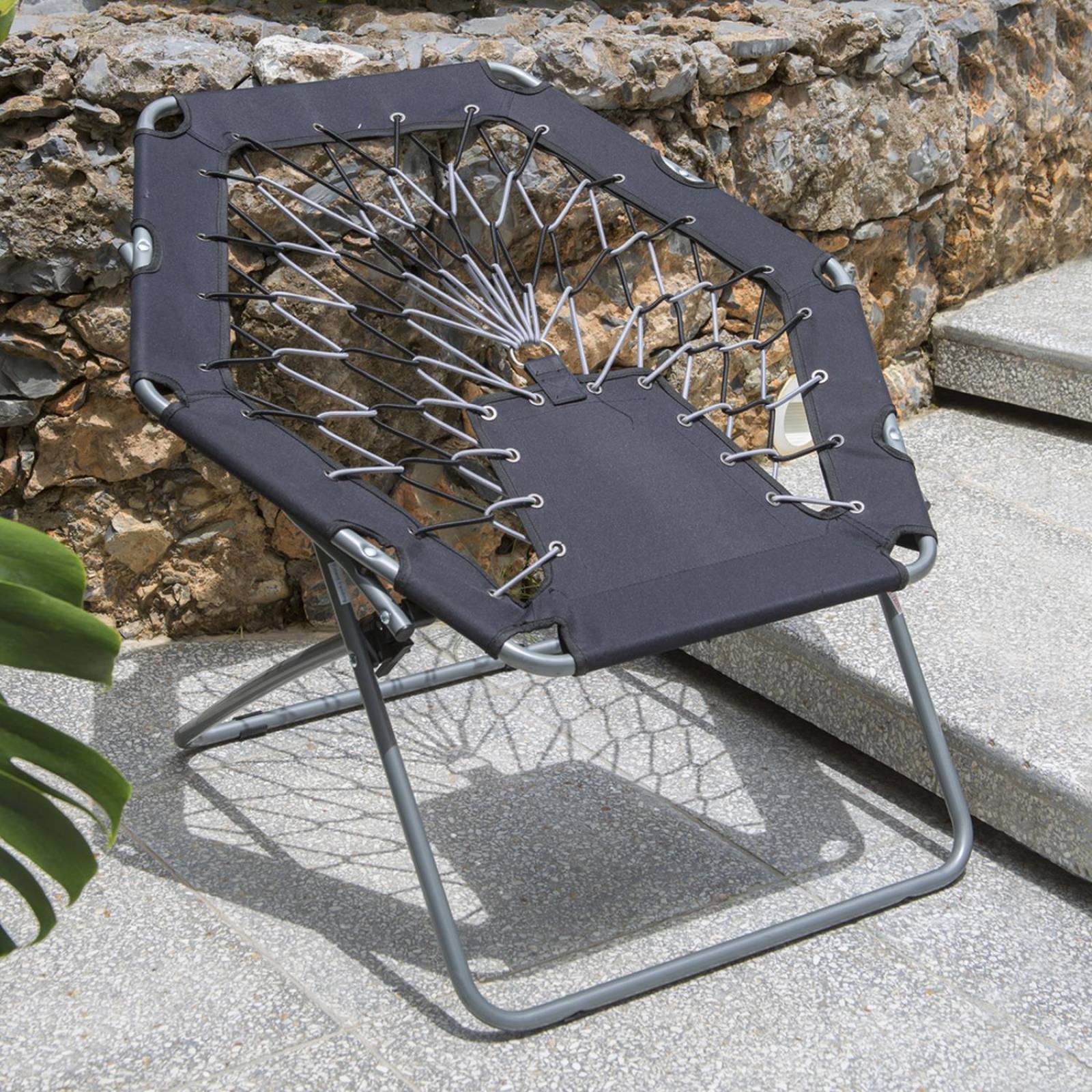 Silla de cuerdas elásticas plegable negro estructura de acero