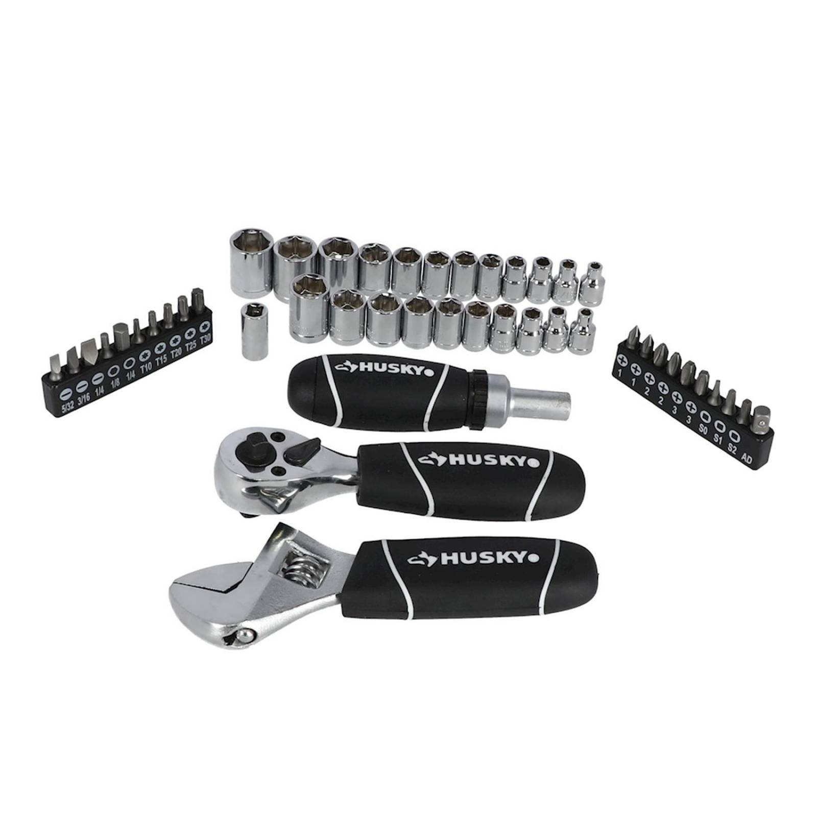 Juego de llaves y dados de acero husky 