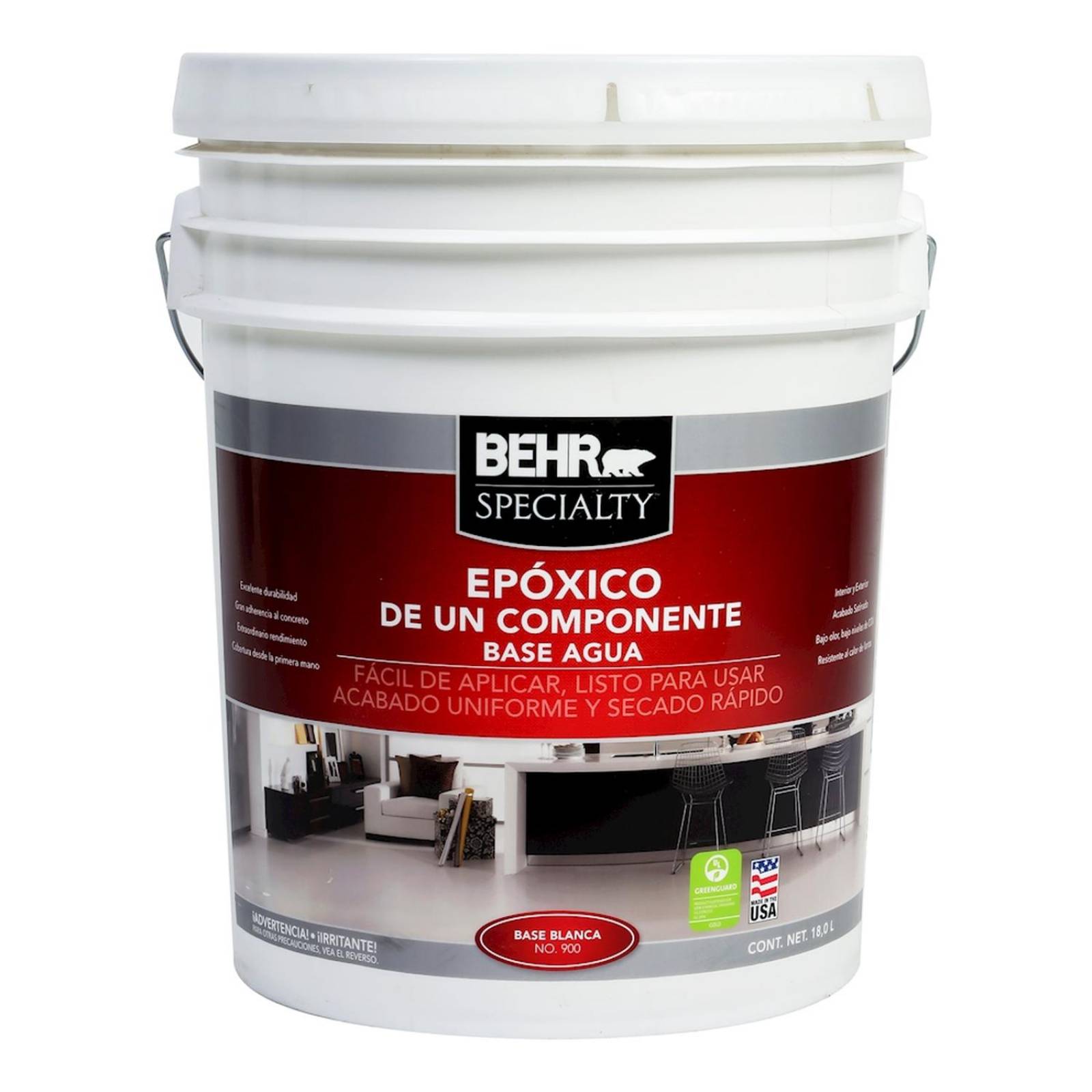 Behr pintura epoxica piso blanca 5g 