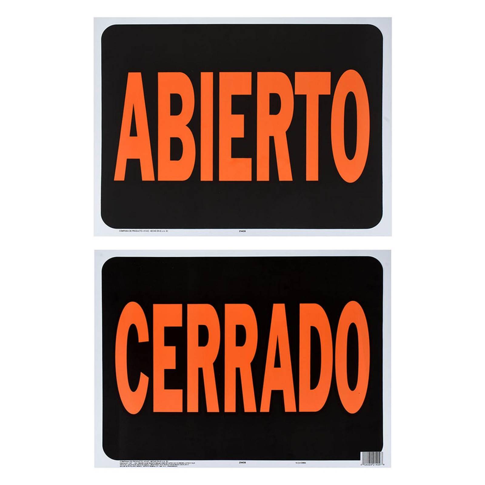 Letrero de plástico para pared cerrado/abierto 36.5 x 47 cm 