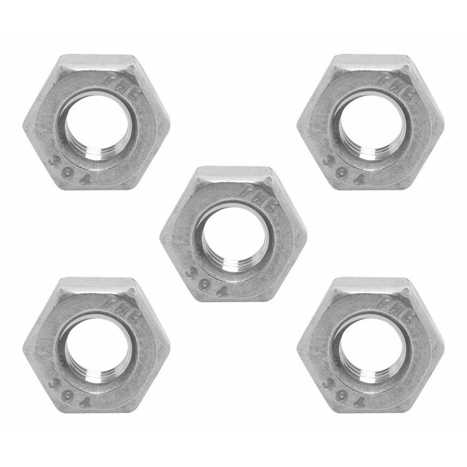 Tuerca Hexagonal De 1/4 De Plata 5 Piezas 