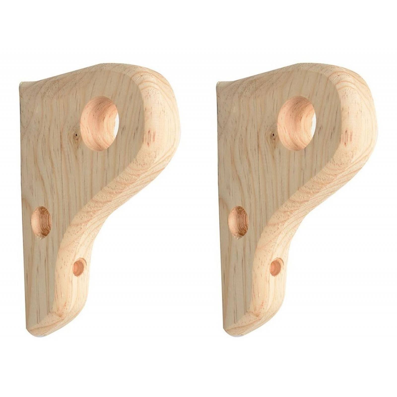 Ménsula Doble Para Cortineros Madera 19.9 X 13.1 Cm 2 Piezas 