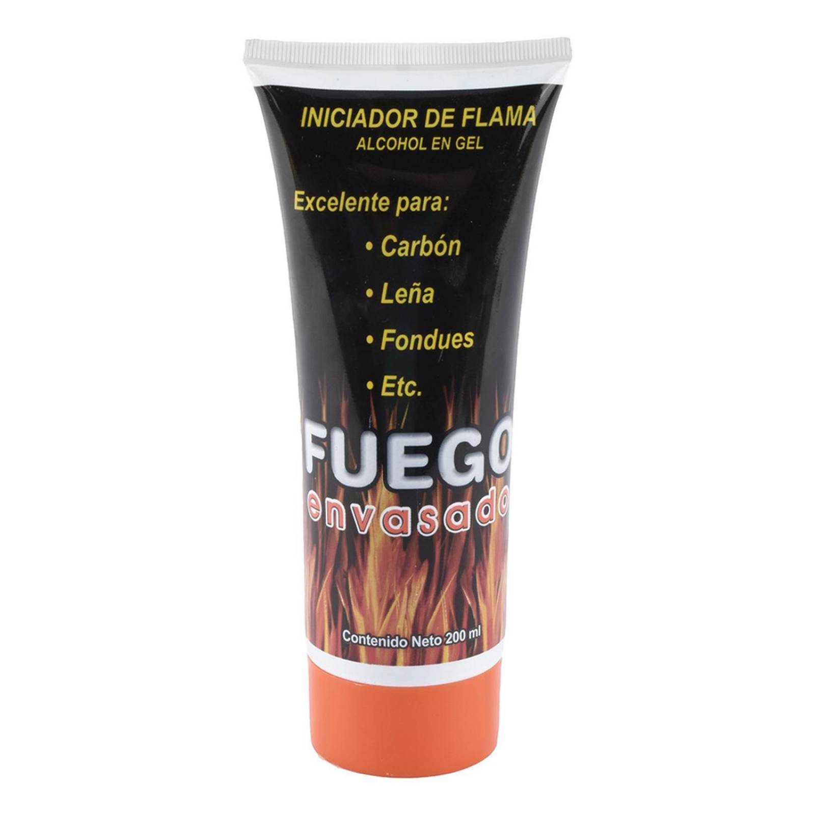 Iniciador de flama alcohol en gel 200 ml negro fuego envasado 