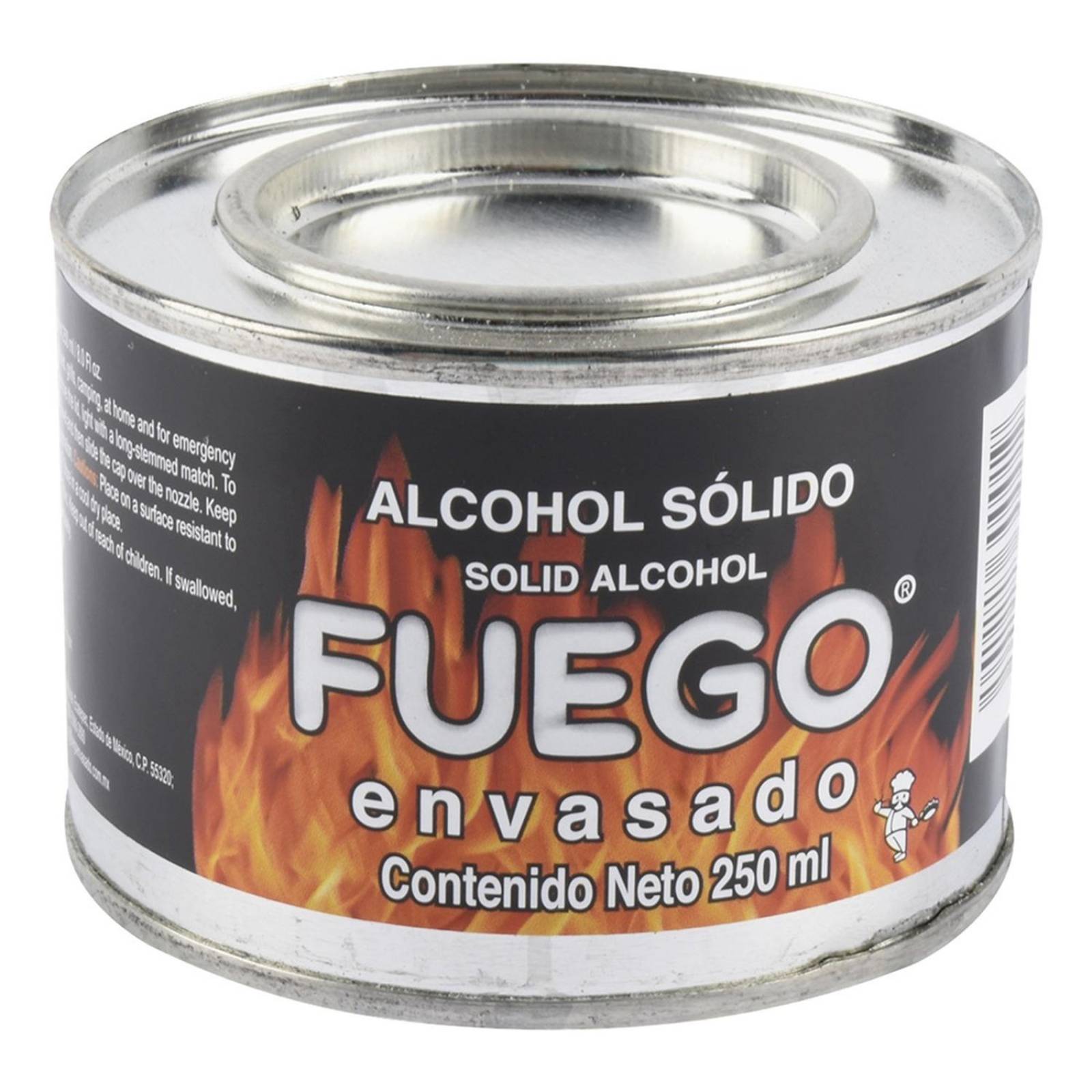 Alcohol sólido 250 mililitros negro fuego envasado 