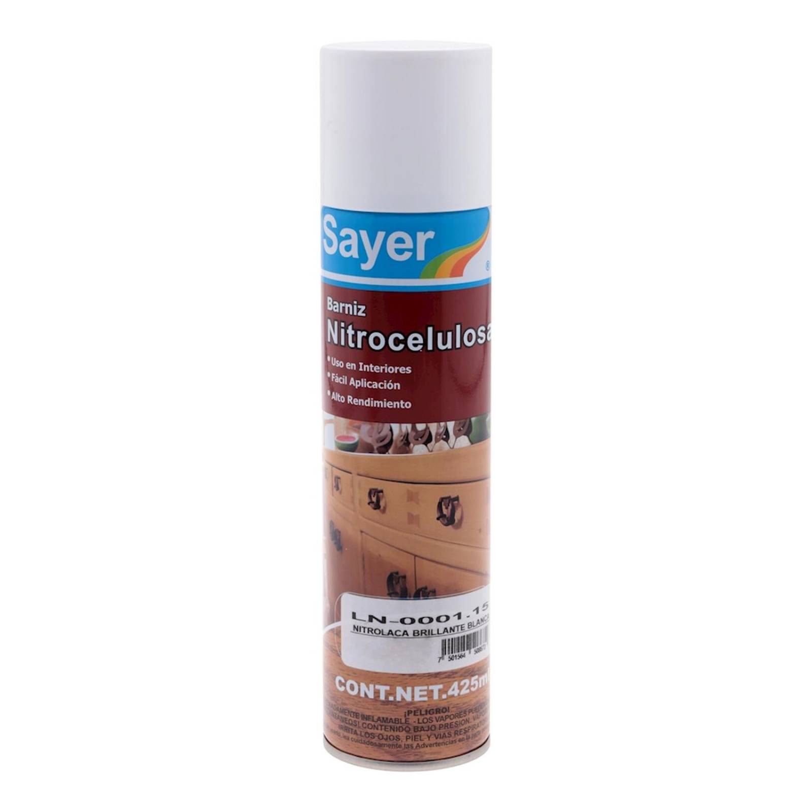 Barniz nitrocelulosa sayer para madera blanco 425 ml 