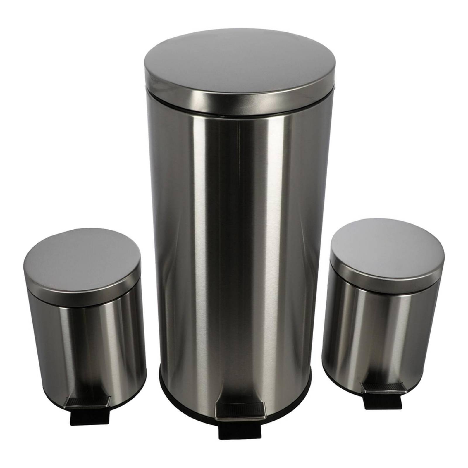 Cesto de basura acero inoxidable con pedal 1 de 30 l y 2 de 5 l 