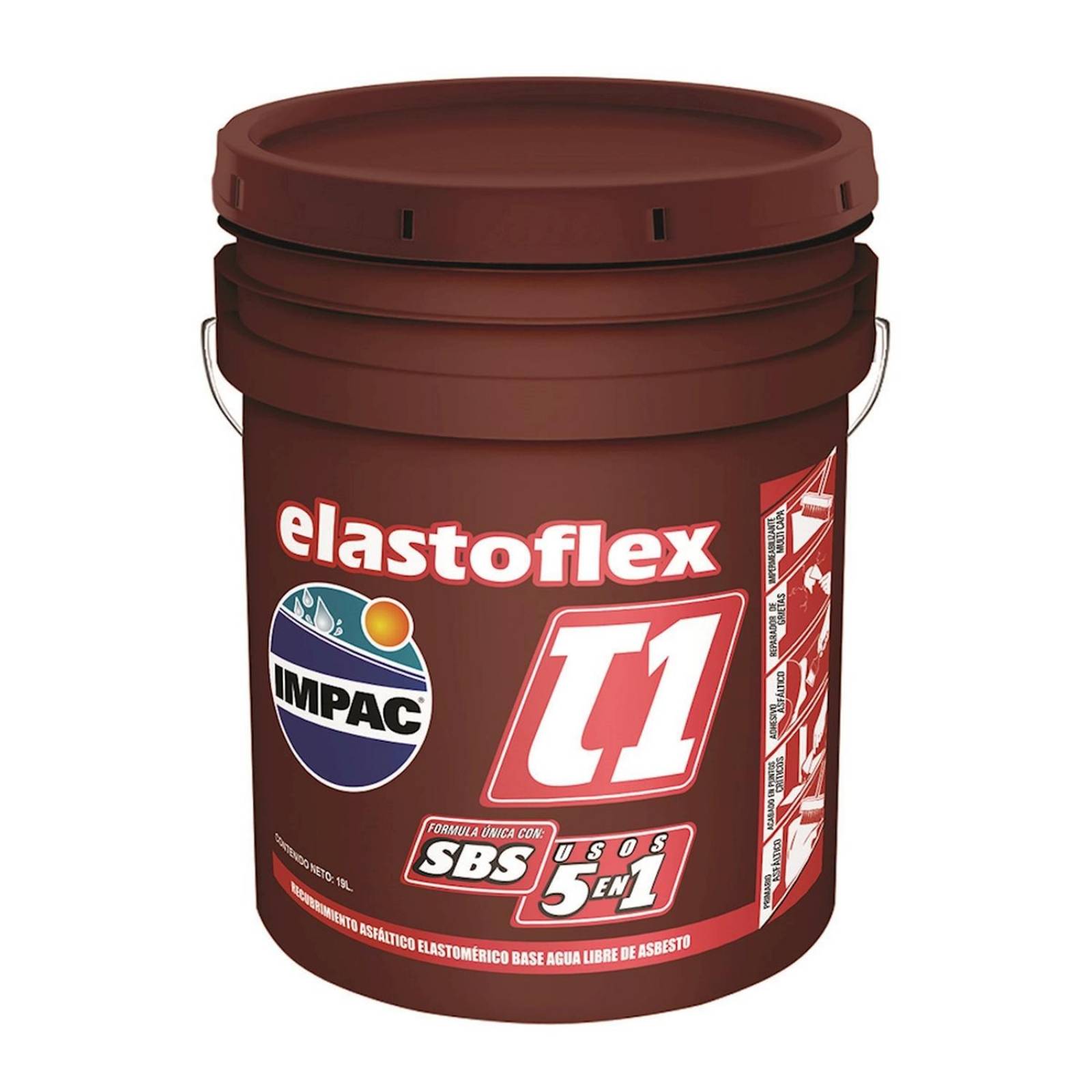 Impermeabilizante impac elastoflex t1 café oscuro 19 l